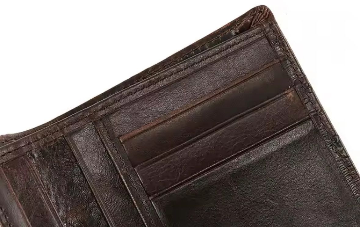 Vintage High Quality Leather Short Wallet 3D Dragon Card Wallet Size ONE SIZE - 4 Thumbnail