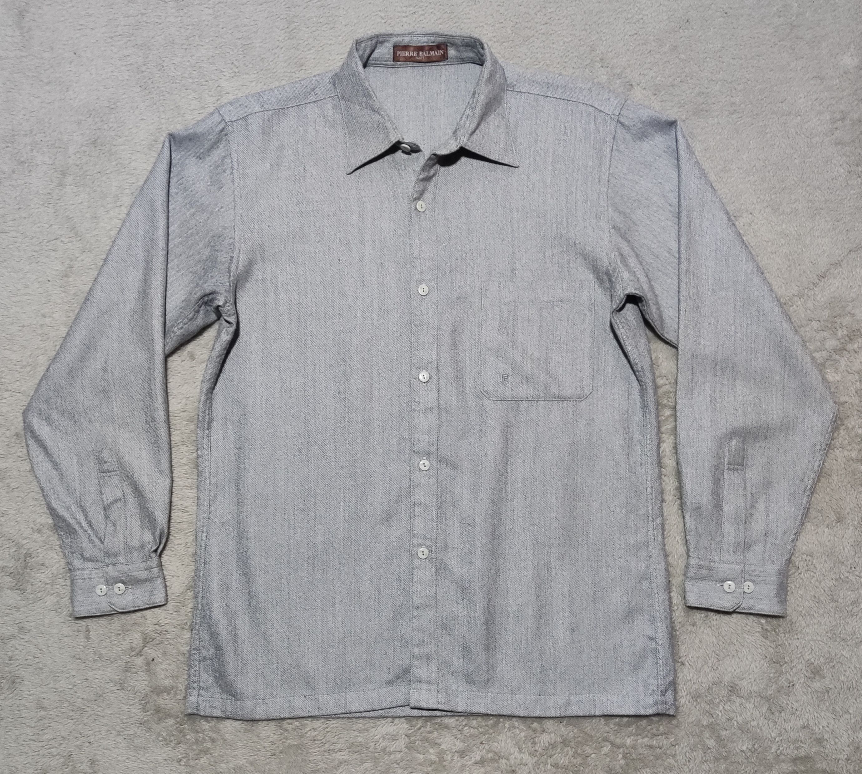 Pierre Balmain Pierre Balmain Leather Belt- Wool/Slik Button Up Gray Shirt Size 46 - 2 Thumbnail