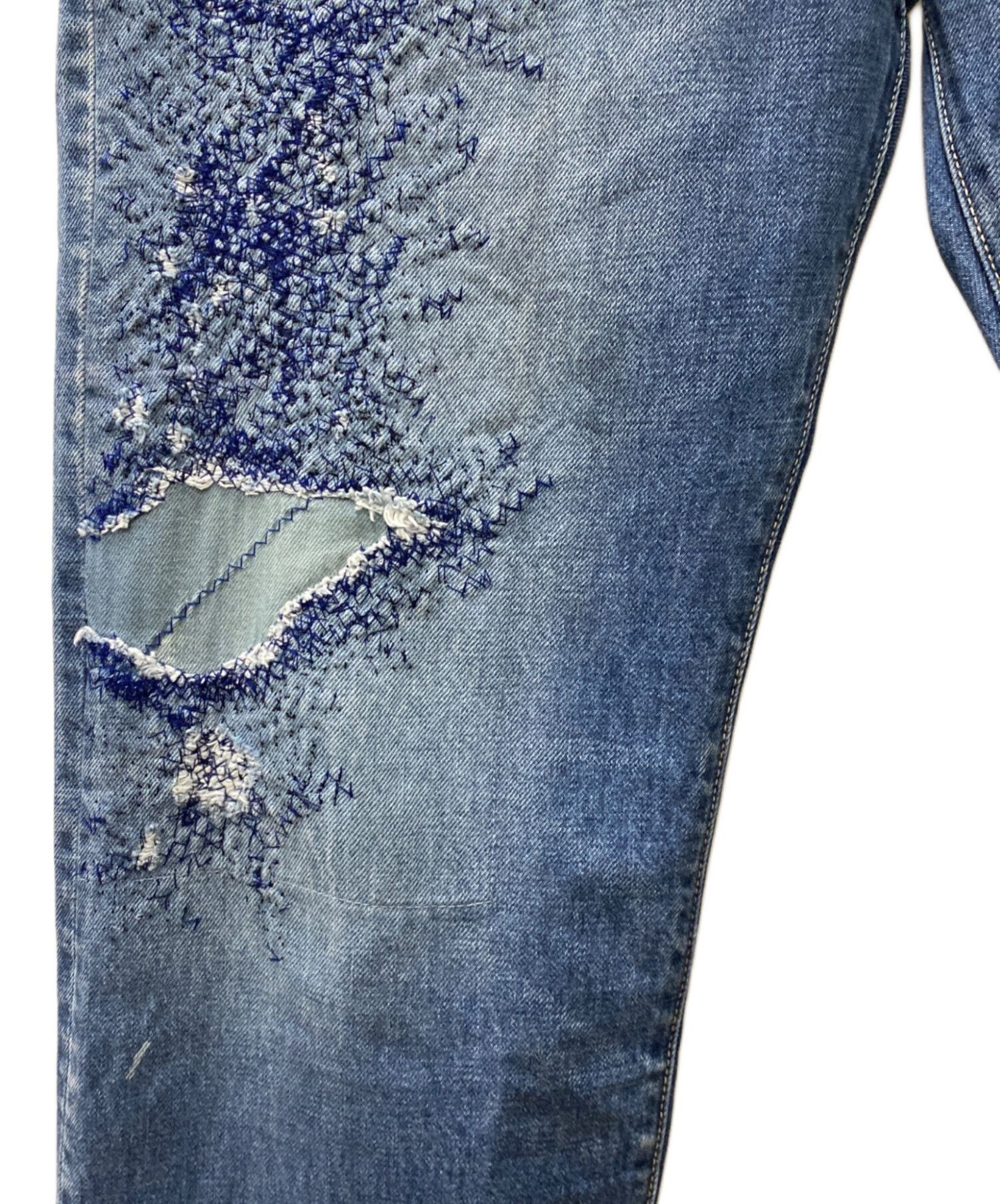 Kapital KAPITAL Distressed Denim Pants Blue W28 Size US 37 - 4 Thumbnail