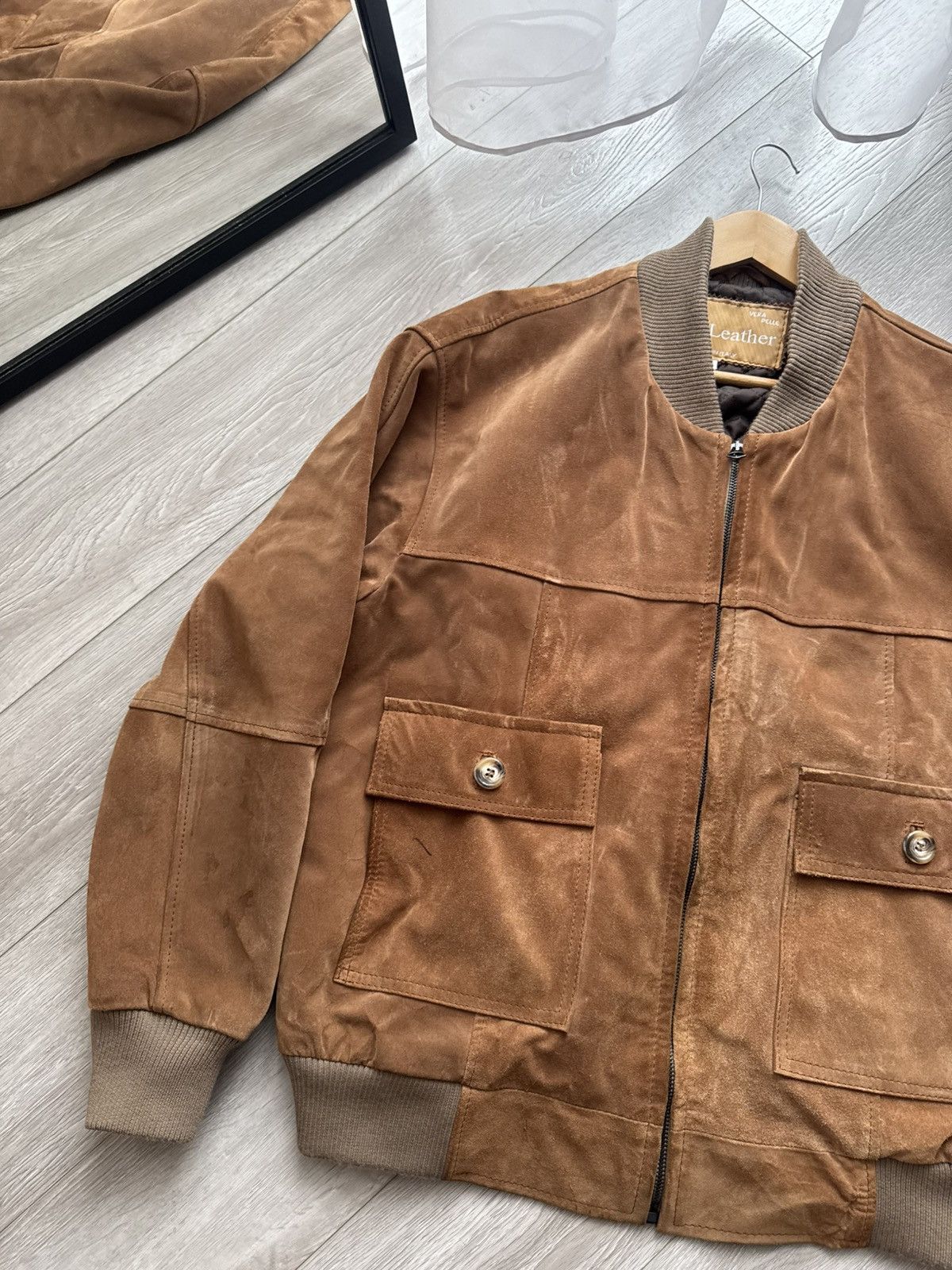 Vintage Vintage Suede Leather Jacket Boxy Fit ALD style avant garde Size US S / EU 44-46 / 1 - 5 Thumbnail