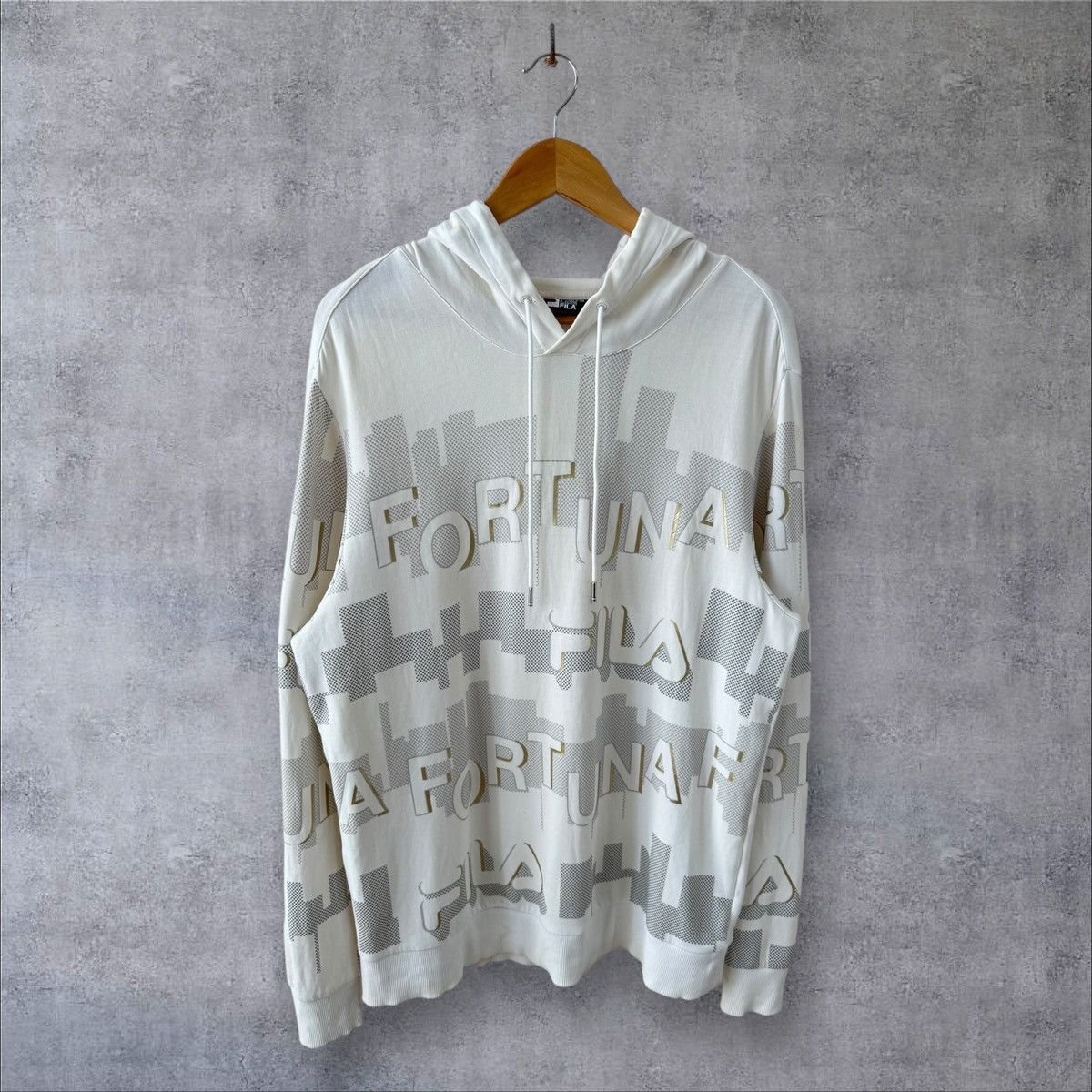 Fila × Vintage Vintage 90’s White Line Fila Fortuna Streetwear Hoodie Size US L / EU 52-54 / 3 - 1 Thumbnail