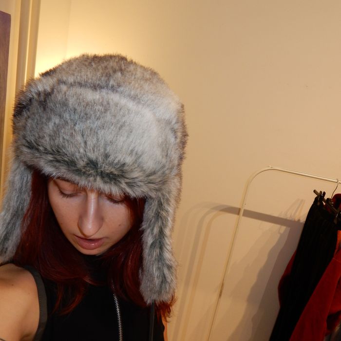 Vintage Grey faux fur trapper hat Grailed