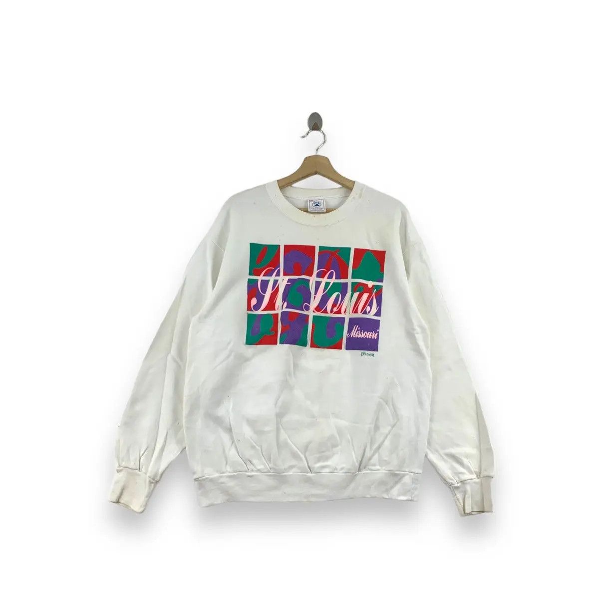 Vintage Vintage 90’ ST. LOUIS MISSOURI Pop Art Logo Crewneck Size US XL / EU 56 / 4 - 1 Thumbnail