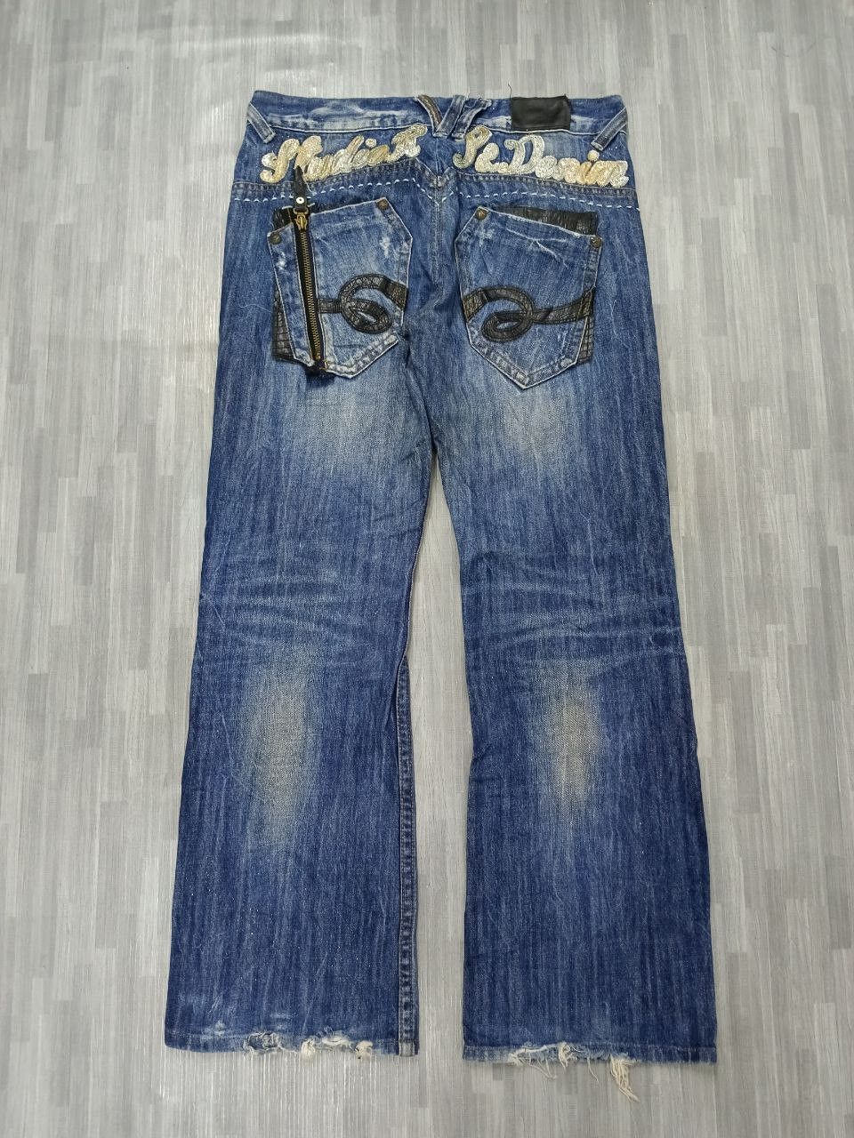 Japanese Brand FLARE SICK STUDIO RP EMBROIDED DENIM SPELLOUT Size US 32 / EU 48 - 3 Thumbnail