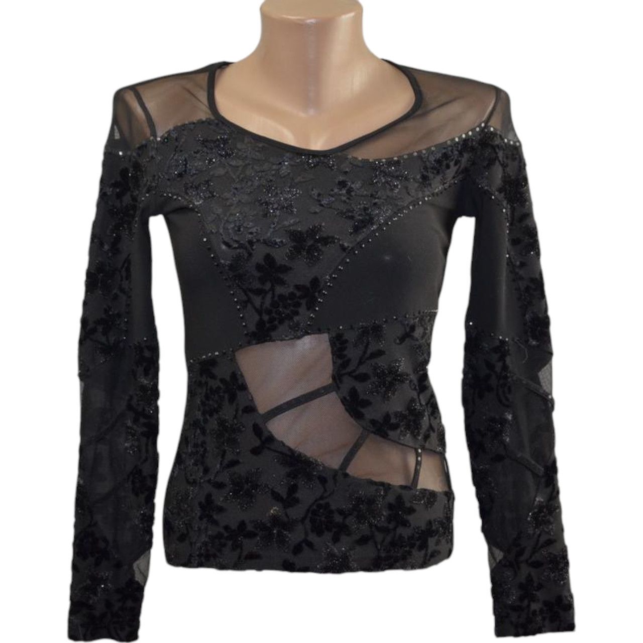 Other Black mesh longsleeve sz S semi-sheer brand afrodita Size S / US 4 / IT 40 - 1 Thumbnail