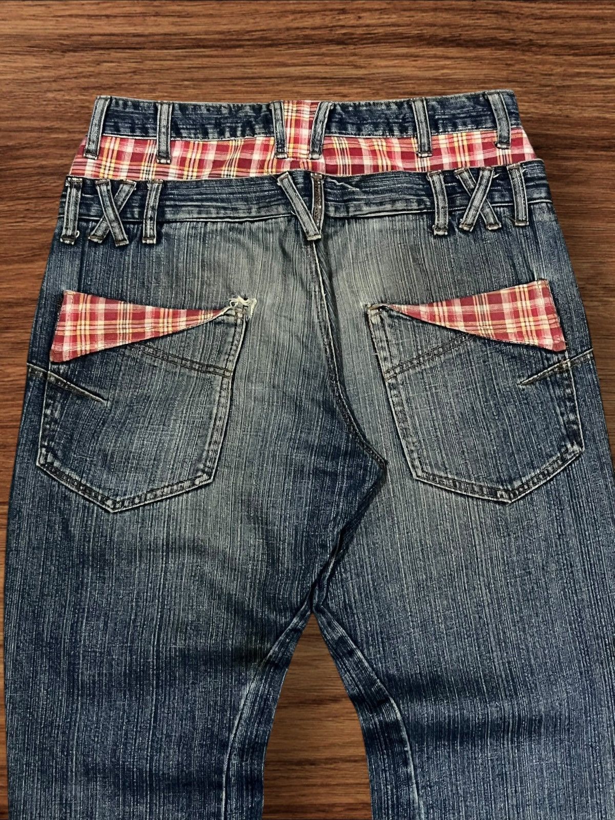 Japanese Brand Vintage Japanese Brand Double Waist Plaid Pocket Jeans Size US 31 - 6 Thumbnail