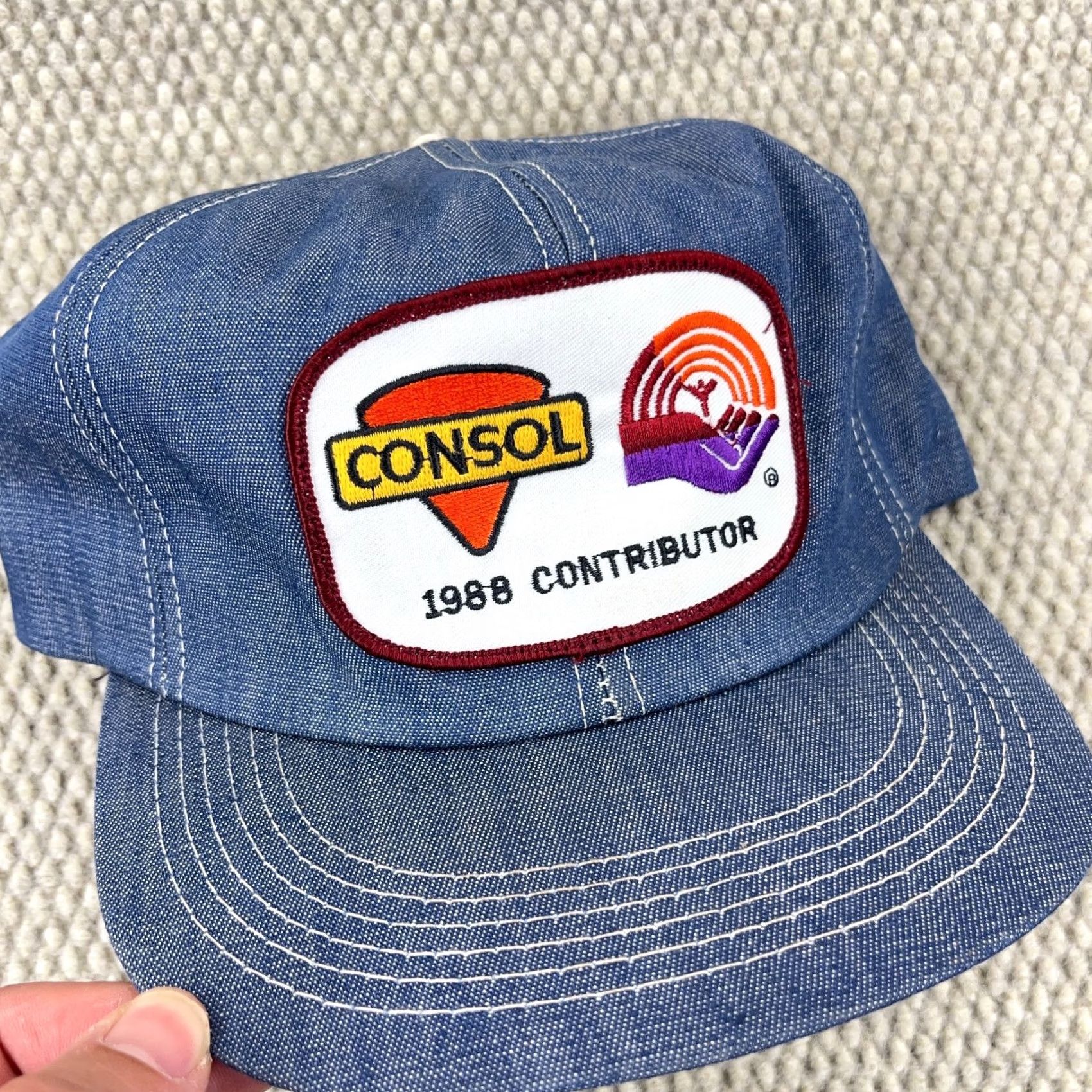 Vintage VINTAGE American Legend Trucker Hat Denim Made In USA Coal Mining 80s Patch United Way J Blue One Size Adjustable Snapback Mens Hat Size ONE SIZE - 3 Thumbnail