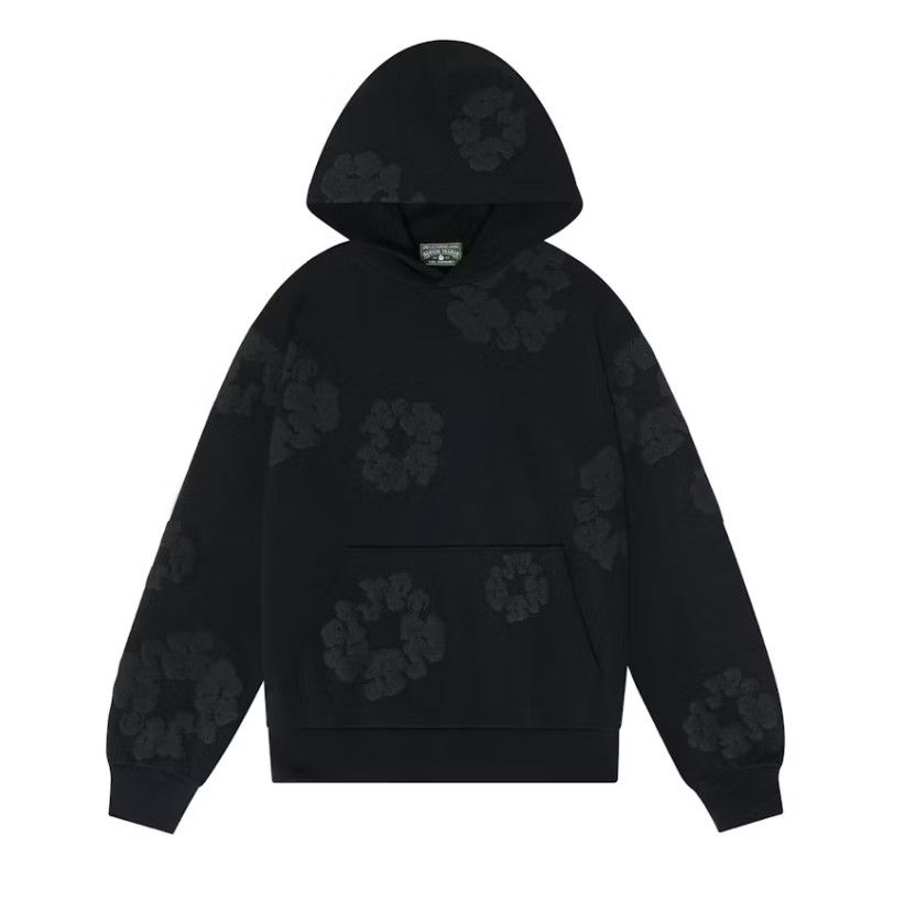 Cotton Wreath Sweatshirt Black Monochrome