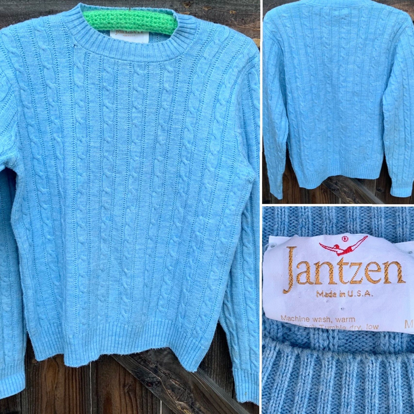 Jantzen Vintage Jantzen Made in USA Light Blue Cable Knit Sweater Size M User: Vintage Jantzen Made in USA Light Blue Cable Knit Sweater Size M Size M / US 6-8 / IT 42-44 - 5 Thumbnail