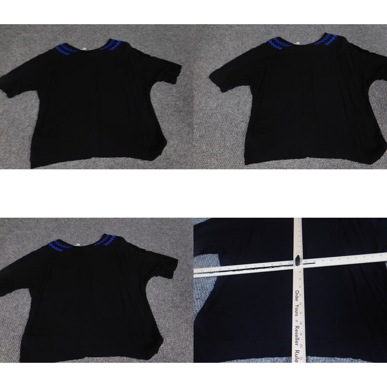 Olive Olive + Oak Blouse Womens S Blue Crew Neck Short Sleeve Pullover Stretch Rayon Solid Casual Regular Size S / US 4 / IT 40 - 8 Thumbnail