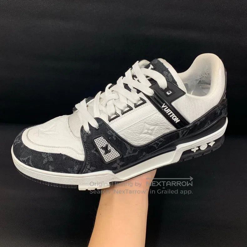 Louis Vuitton Louis Vuitton Trainer Black and White Denim Low Top Board Size US 8 / EU 41 - 8 Thumbnail