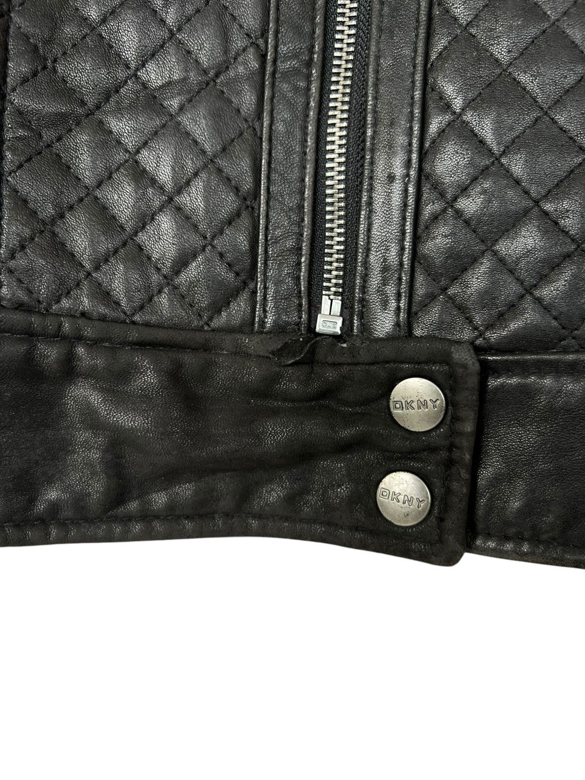 Japanese Brand DKNY Gothic Black Racing Biker Leather Jacket LGB ISWN Size XS / US 0-2 / IT 36-38 - 10 Thumbnail