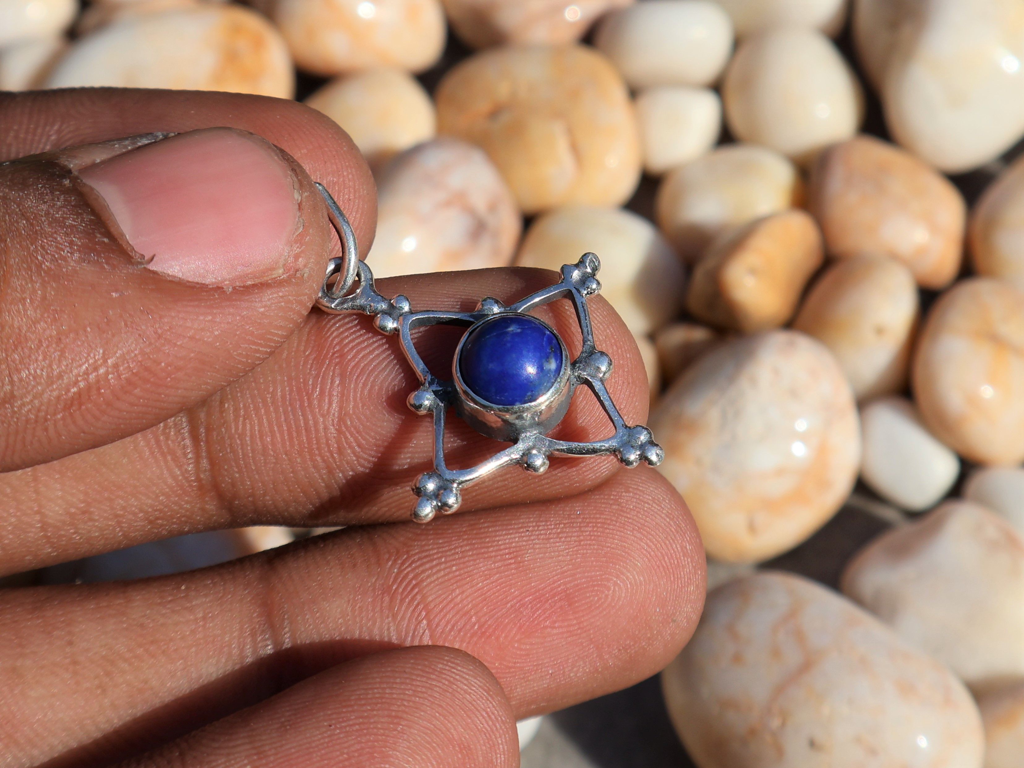Handmade Lapis Lazuli Pendant, 925 Sterling Silver, Handmade Pendant, Size ONE SIZE - 7 Thumbnail