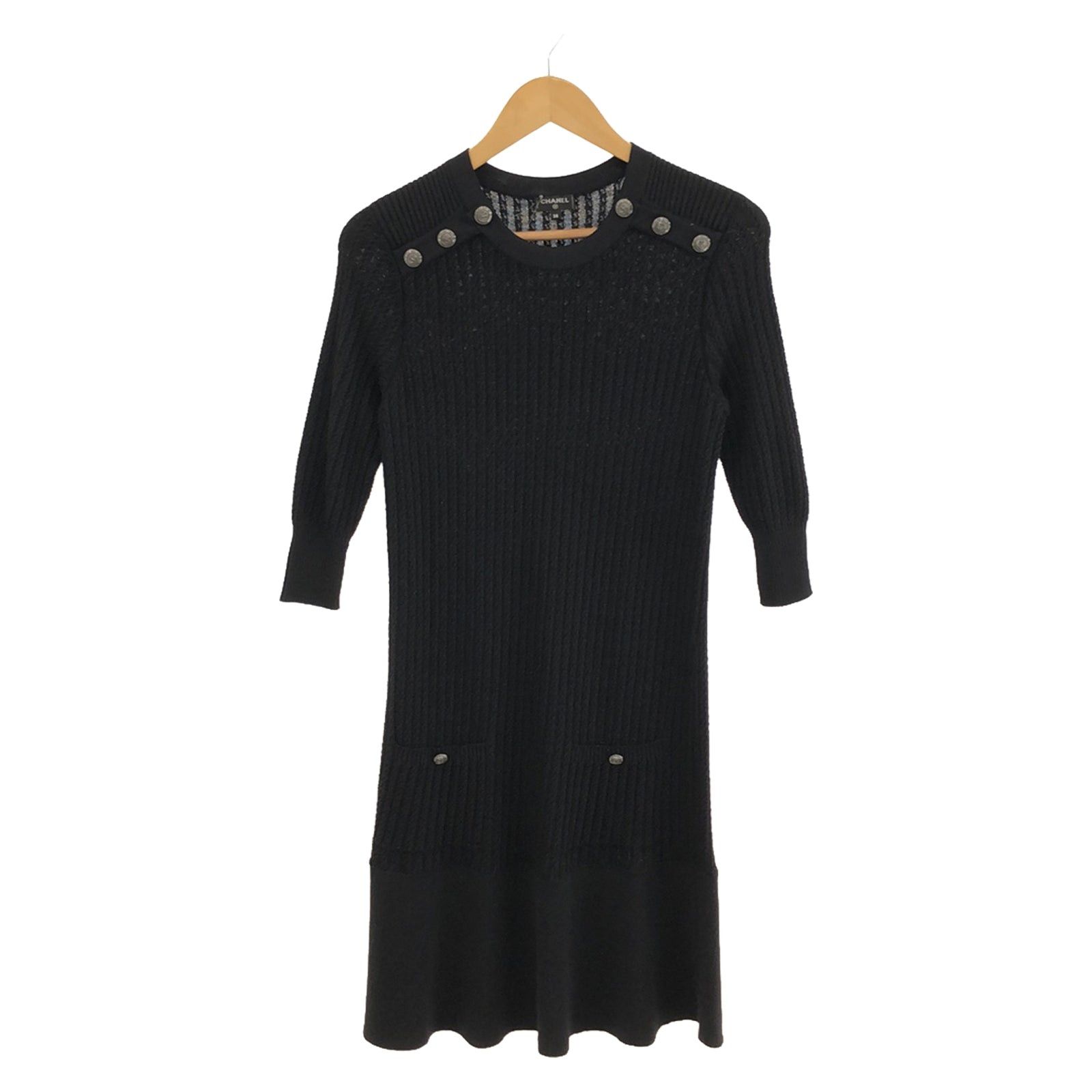 Chanel Chanel Knit Dress One Piece Cotton Black Size ONE SIZE - 1 Thumbnail