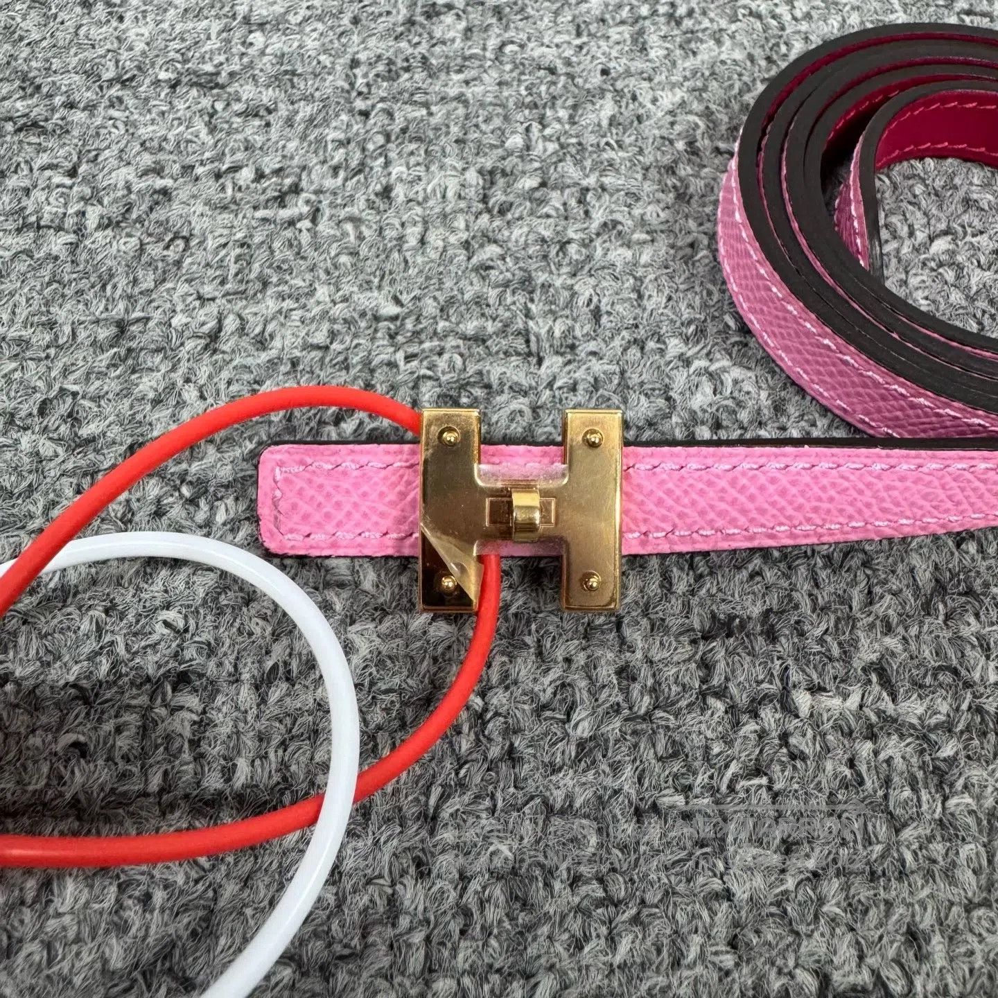 Hermes Hermes Pink, double-sided Epsom leather Kelly belt| Size ONE SIZE - 2 Thumbnail