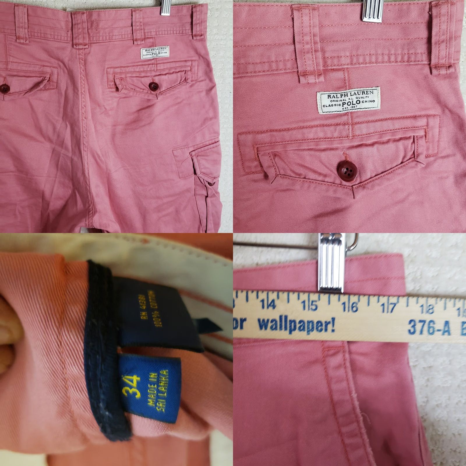 Polo Ralph Lauren VINTAGE Polo Ralph Lauren Mens Chino Shorts 34x10 Dark Pink Pleated Cotton Regular 8 Inseam Casual Beach Golf Mens Size US S / EU 44-46 / 1 - 8 Thumbnail