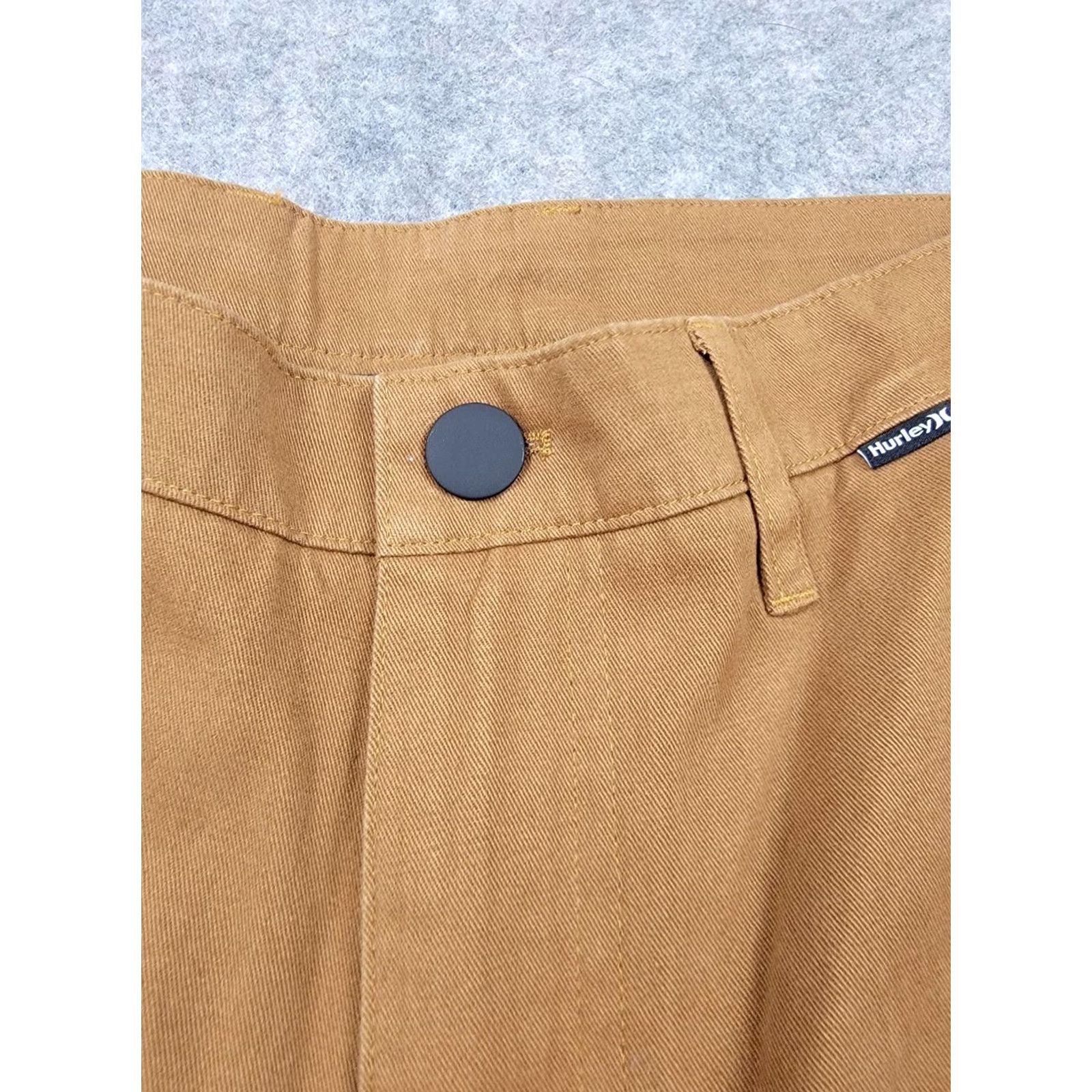 Hurley Hurley Pants Mens 30 Brown Relaxed Chino Tapered Leg 100% Cotton NWT Holiday Beach Casual Travel Front Zip Pocket Button Logo Size US 30 / EU 46 - 6 Thumbnail