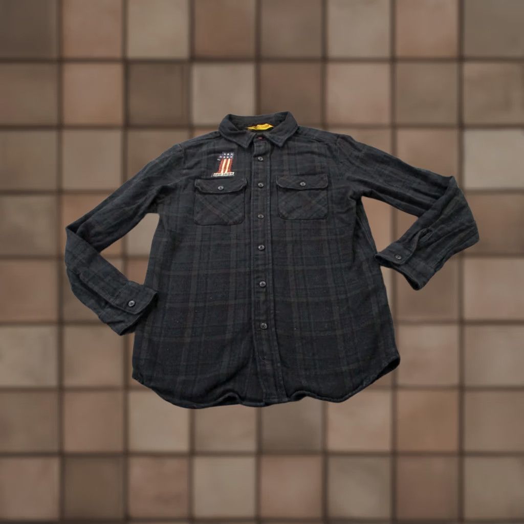 Harley Davidson Harley-Davidson Shirt Men S Black Plaid Flannel Motorcycle Biker Casual USA Flag Size US S / EU 44-46 / 1 - 1 Thumbnail