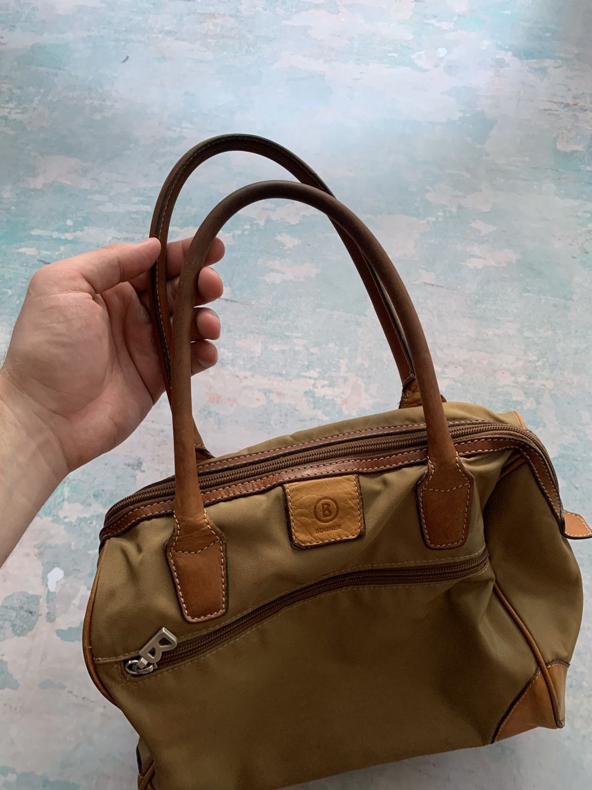 Bogner Vintage Bogner Shoulder Bag Womens Brown Canvas Leather Trim Size ONE SIZE - 20 Thumbnail