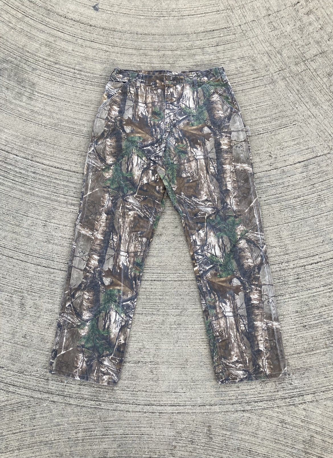 image of Faded Carhartt Realtree Camo Pants Carhartt Camo Pants B235, Men's (Size 34)