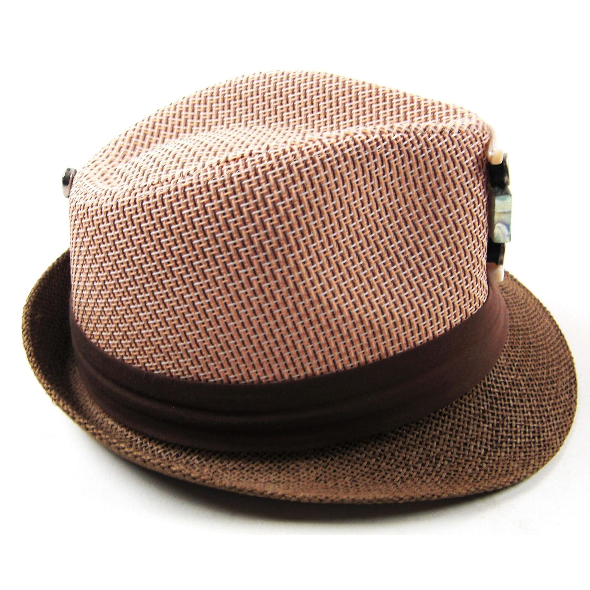 The Unbranded Brand Fedora Men's Brown Summer Custom Embellished Hat Size Large Size ONE SIZE - 4 Thumbnail