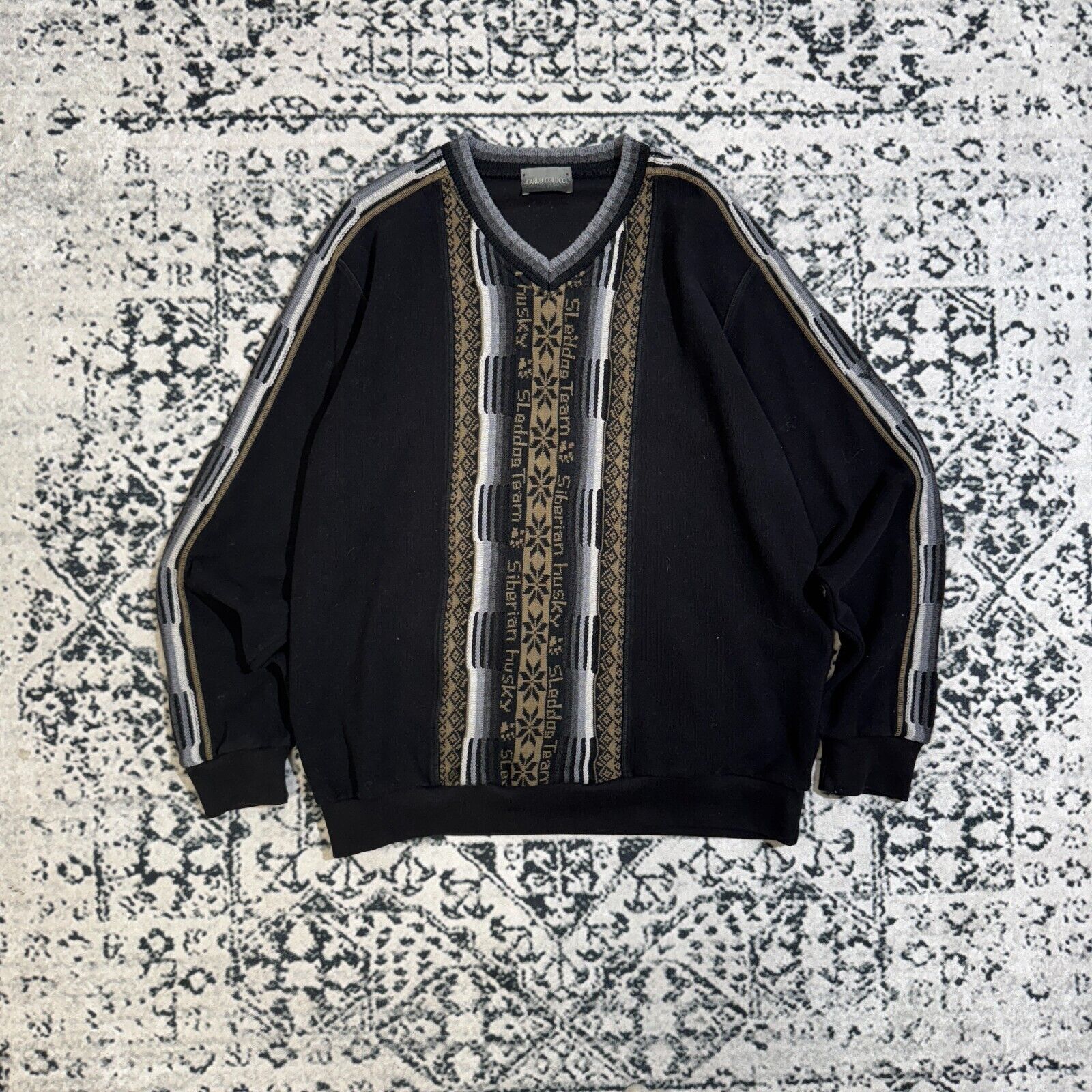 Carlo Colucci × Vintage Vintage Carlo Colucci Unisex Black Cotton Sweater Size XL Size US XL / EU 56 / 4 - 2 Thumbnail