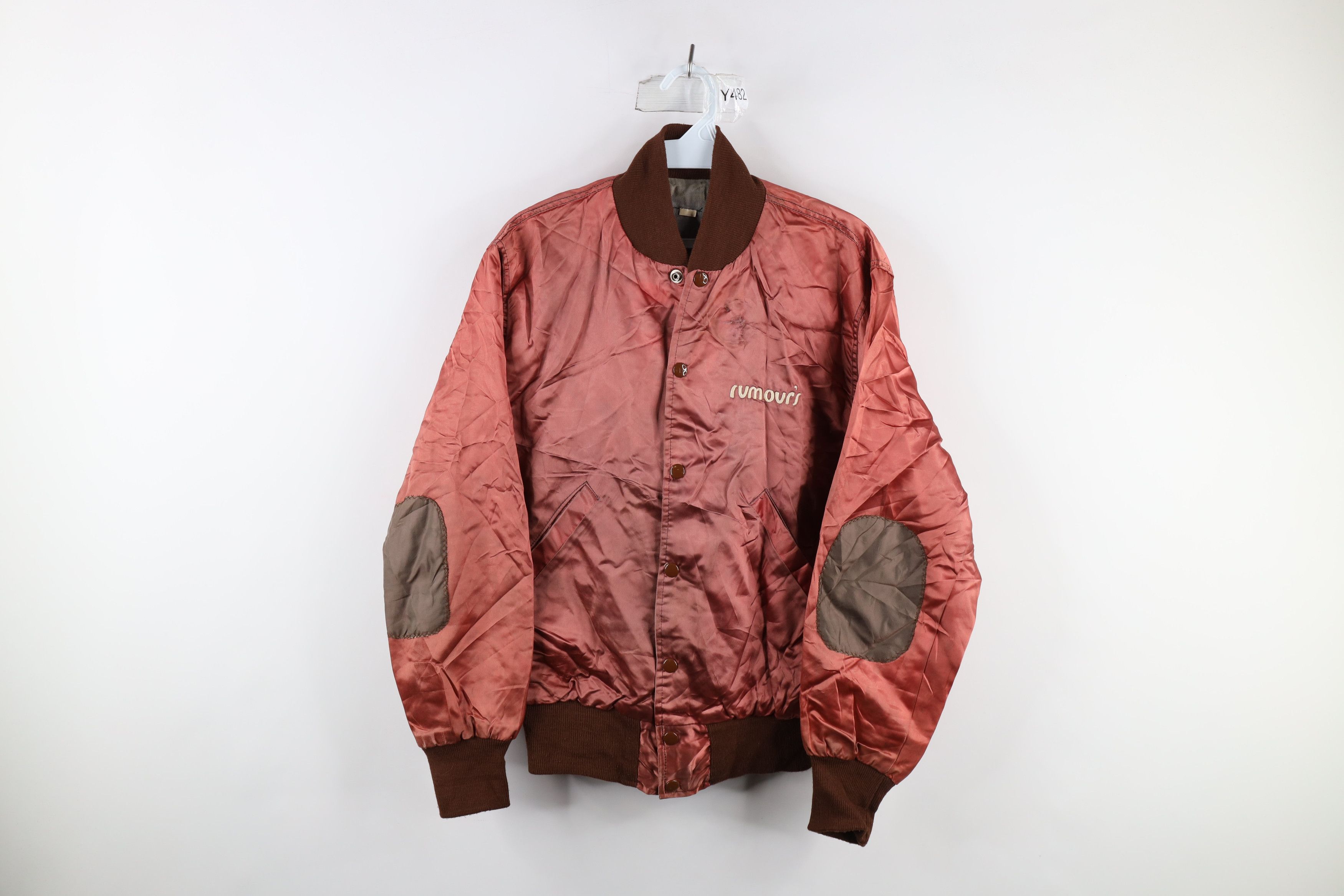 Vintage 50s Elbow Patch Rumours Satin Bomber Jacket USA