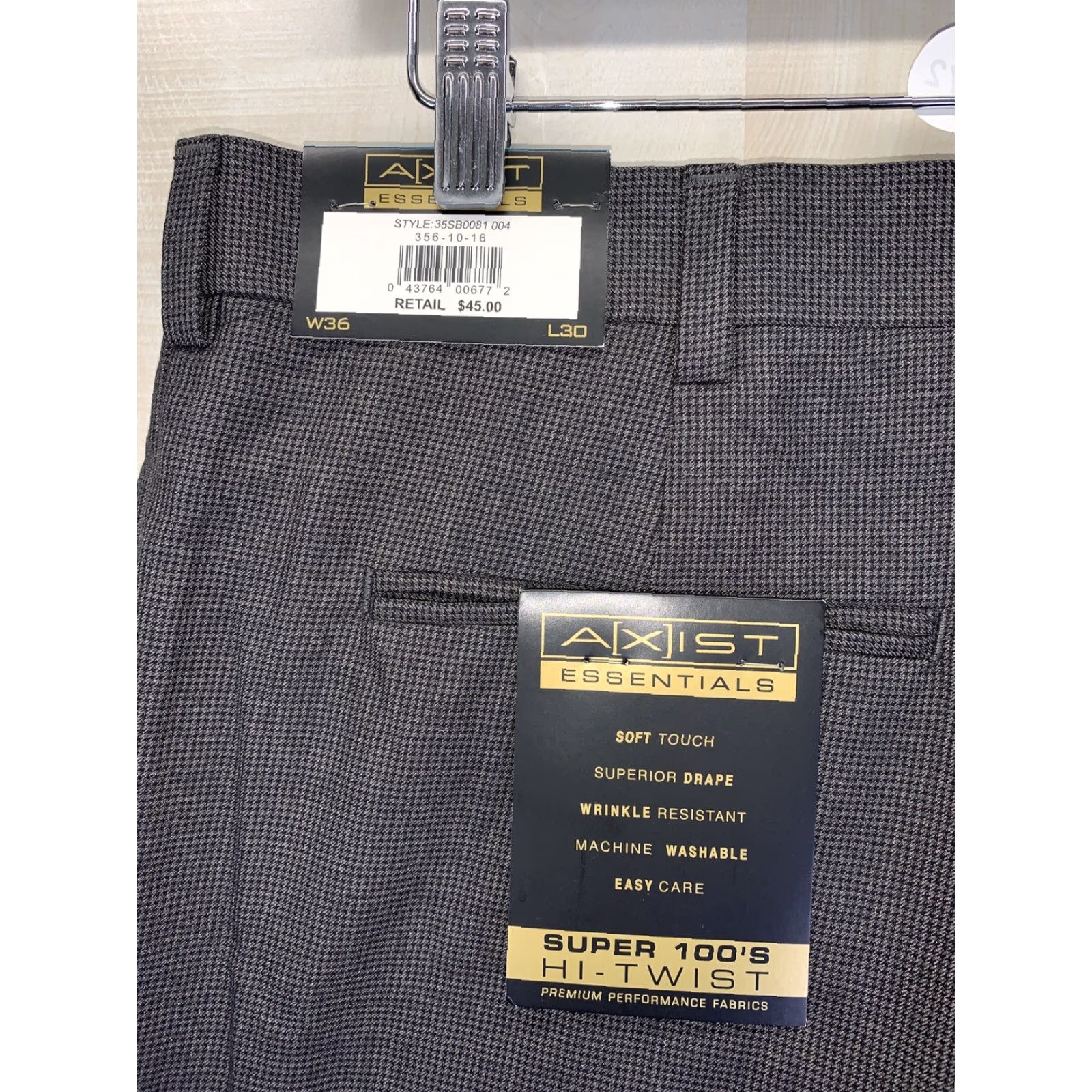 Vintage AXIST Wrinkle Resistant Gray Houndstooth Mens Dress Pants 36x30 NWT-8972 Size US 36 / EU 52 - 6 Thumbnail