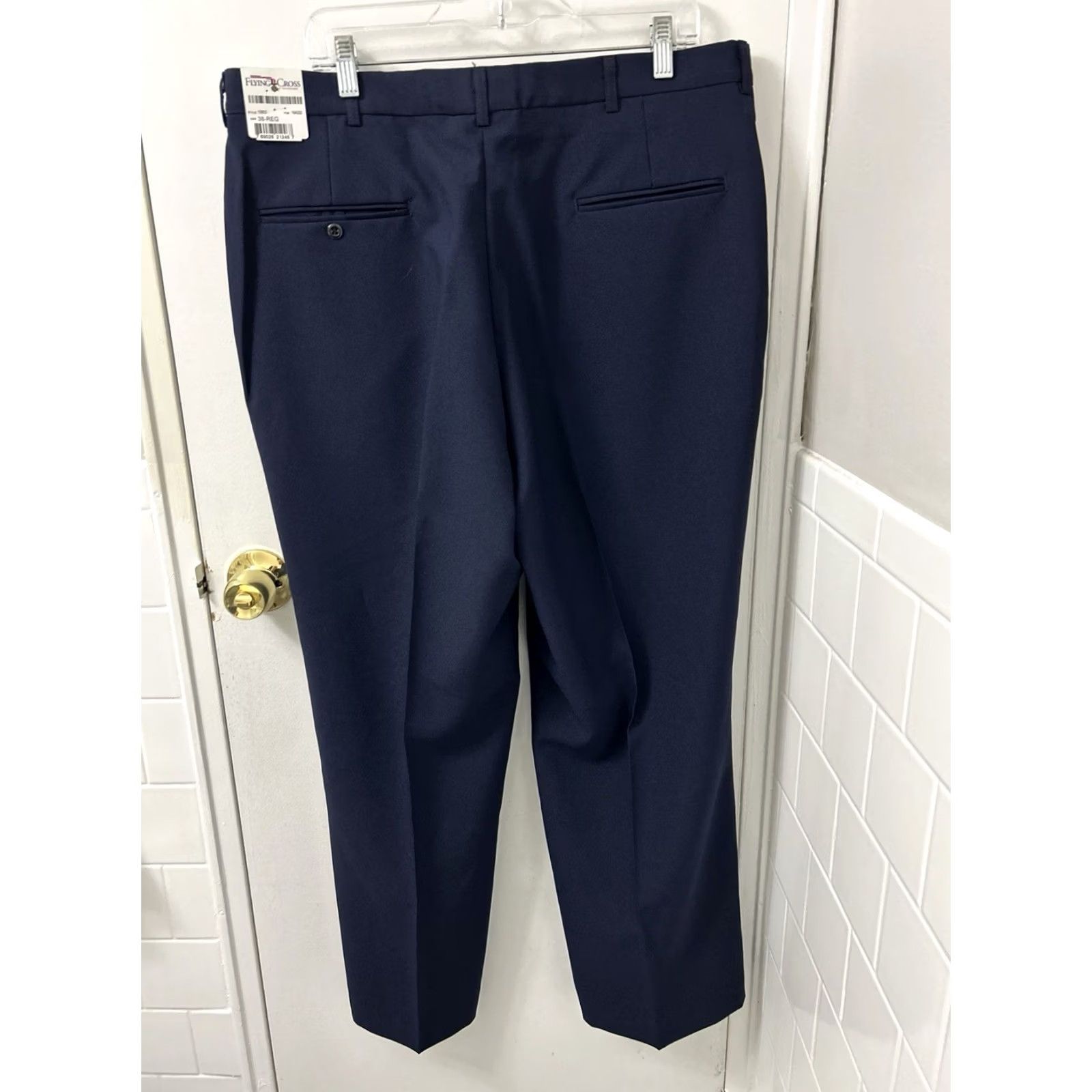 Vintage VINTAGE Flying Cross Pants Mens 38x29 Navy Blue Pleated Polyester Trousers Made In USA Mens Pants Navy Blue USPS Postal 40s 50s MPN 10600 Size US 38 / EU 54 - 6 Thumbnail