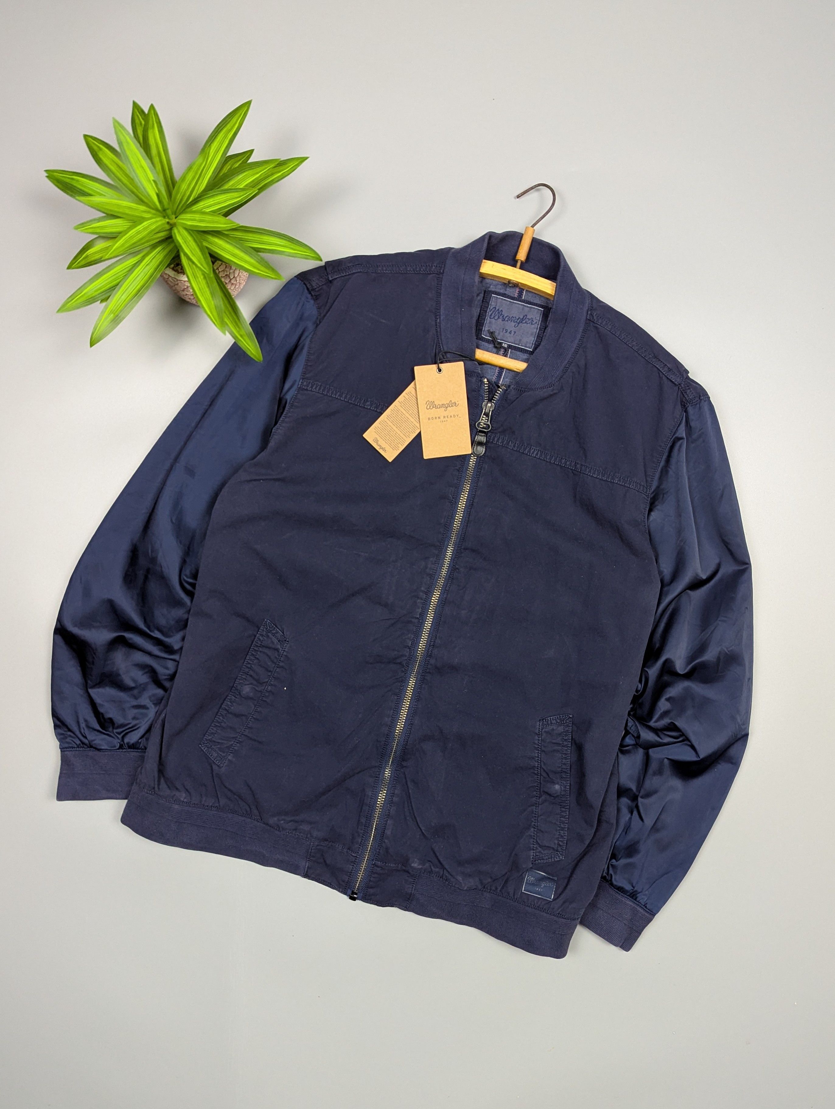 Wrangler Vintage Style Navy Bomber Jacket Lightweight Cotton