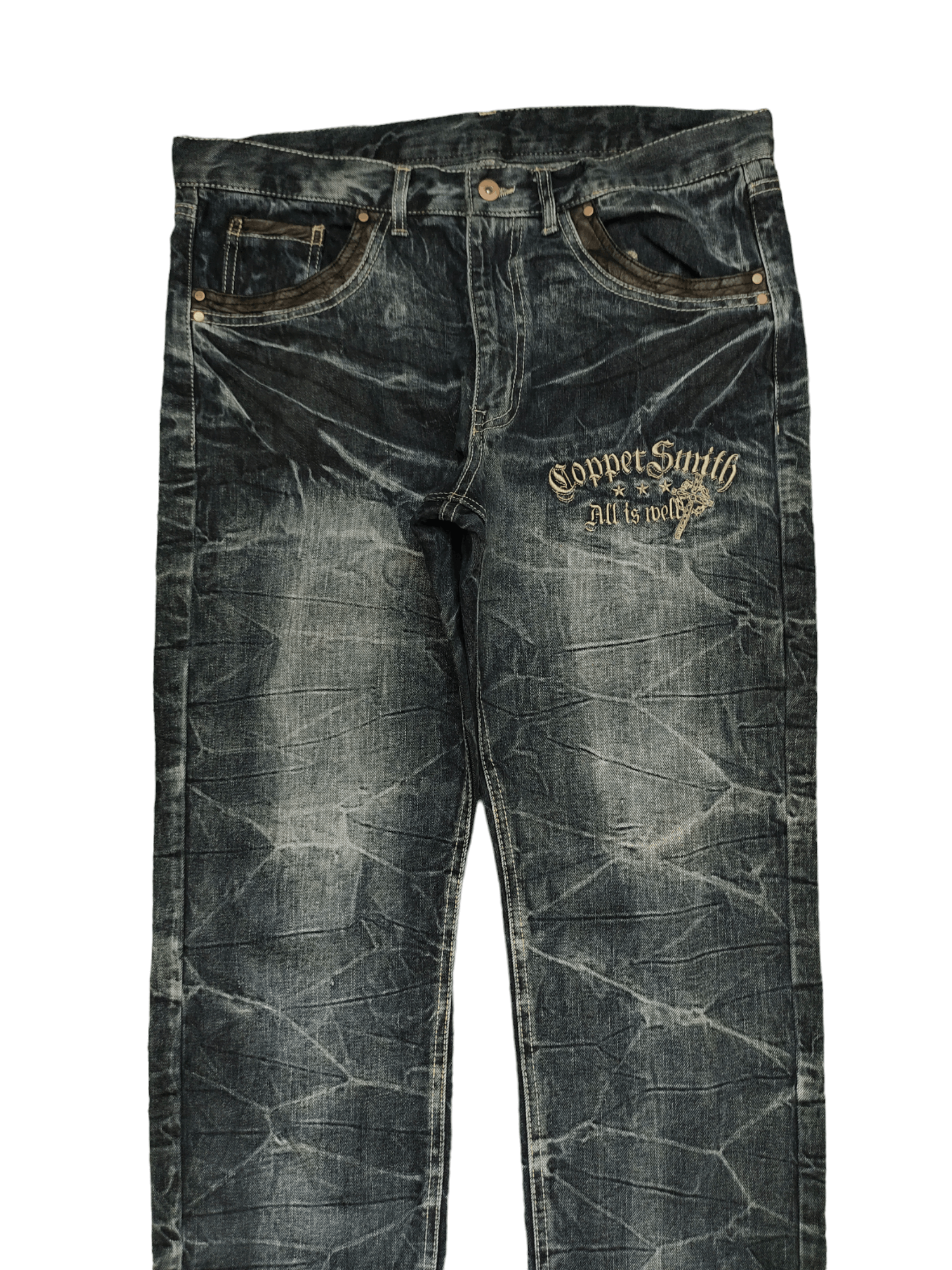 Kapital Copper Smith Embroidered Wings Faded Clawmark Jeans Regular Size US 35 - 10 Thumbnail