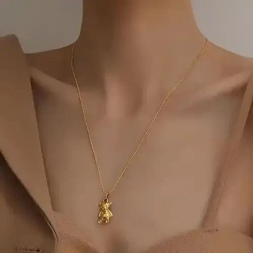 Jewelry × Vintage Cute Little Bear Pendant Necklace Size ONE SIZE - 2 Thumbnail