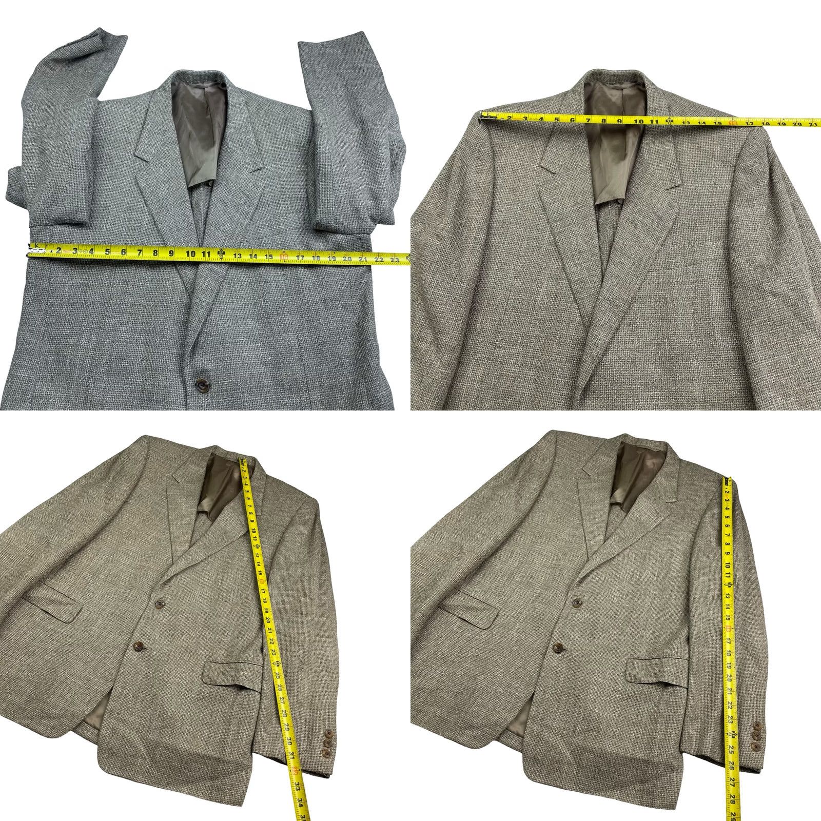 Vintage VINTAGE Hickey Freeman Blazer Men’s Beige Tweed Silk/Linen/Wool 44L 2-Button Single-Breasted Notch Lapel Long Jacket/Coat Mens Size 44R - 8 Thumbnail
