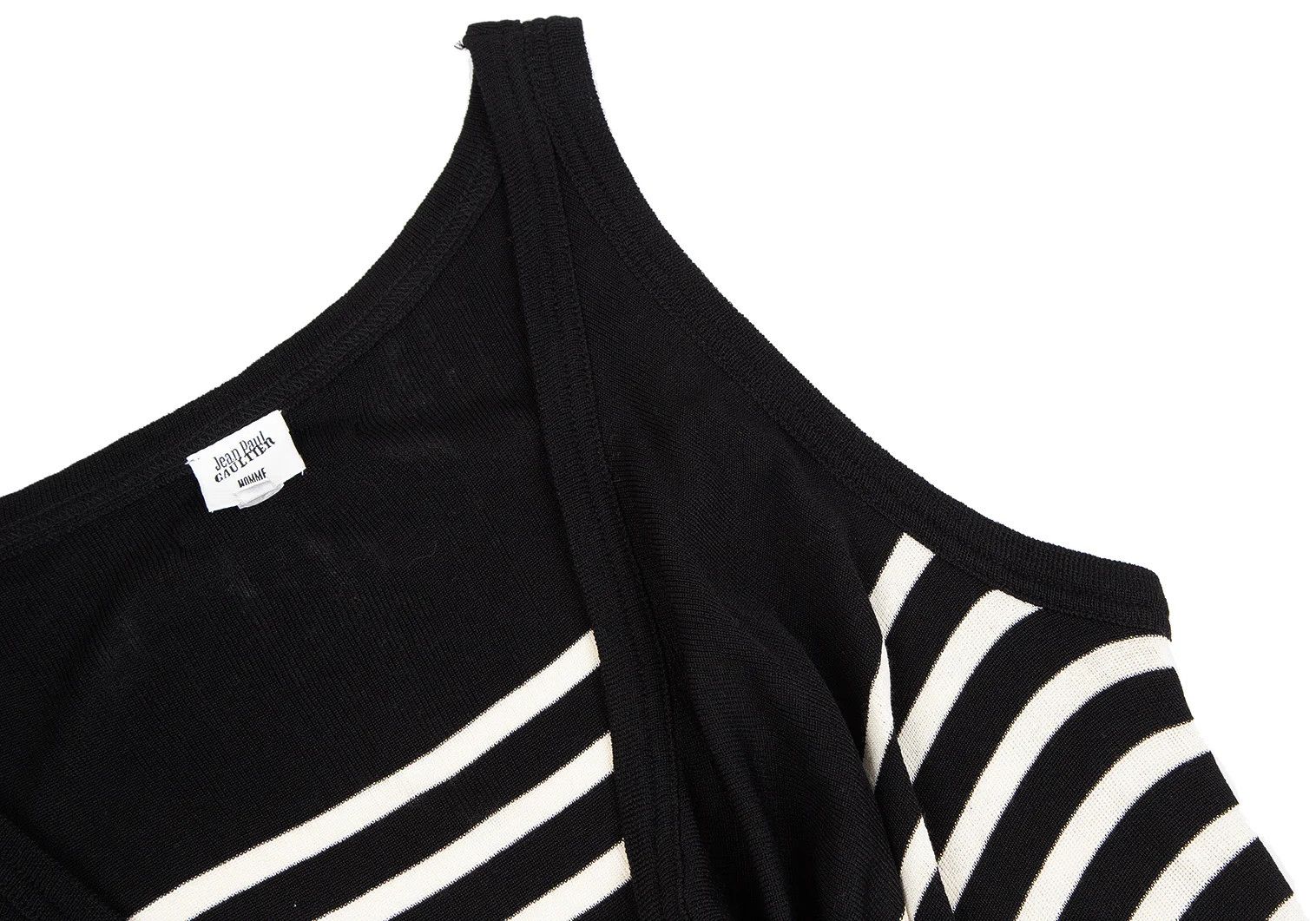 Jean Paul Gaultier Black and White Striped Sleeveless Knit Draped Top Size US M / EU 48-50 / 2 - 4 Thumbnail
