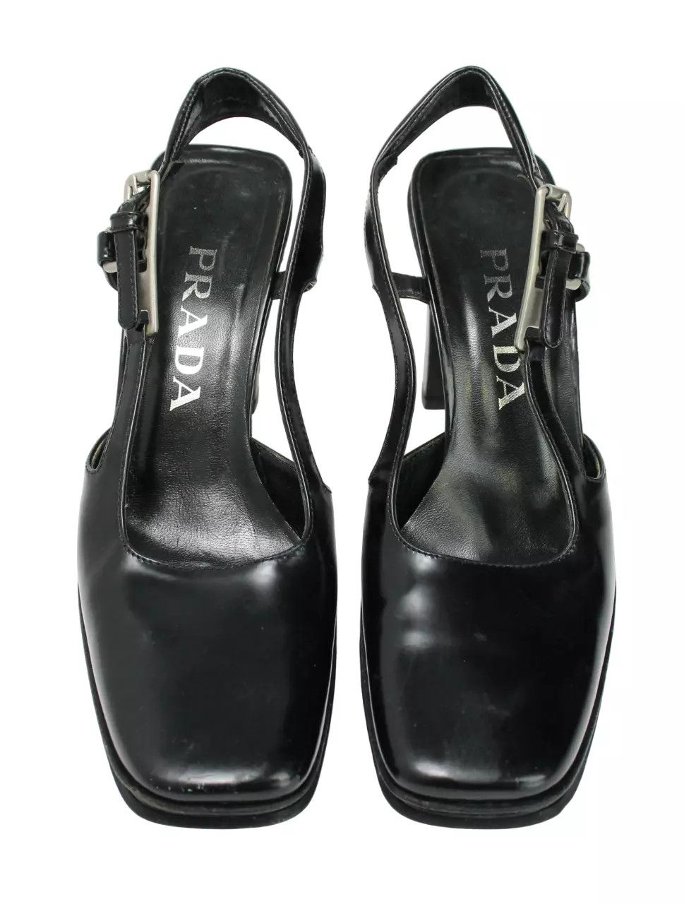 Prada PRADA Women's EU 37 Black Leather Square Toe Platform Heels Size US 7 / IT 37 - 5 Thumbnail