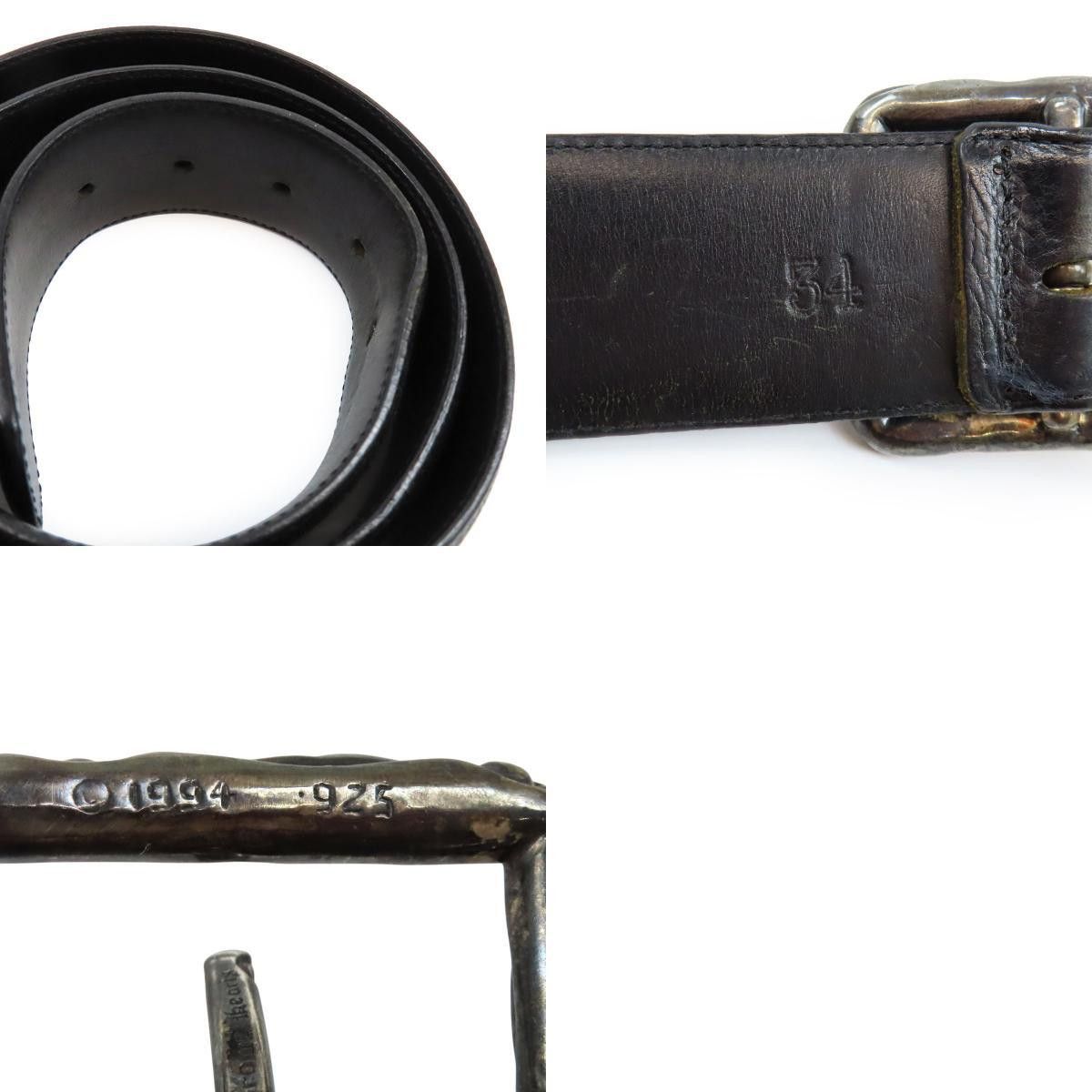 Chrome Hearts CHROME HEARTS Rectangle Scroll Belt Black Leather Size ONE SIZE - 10 Thumbnail
