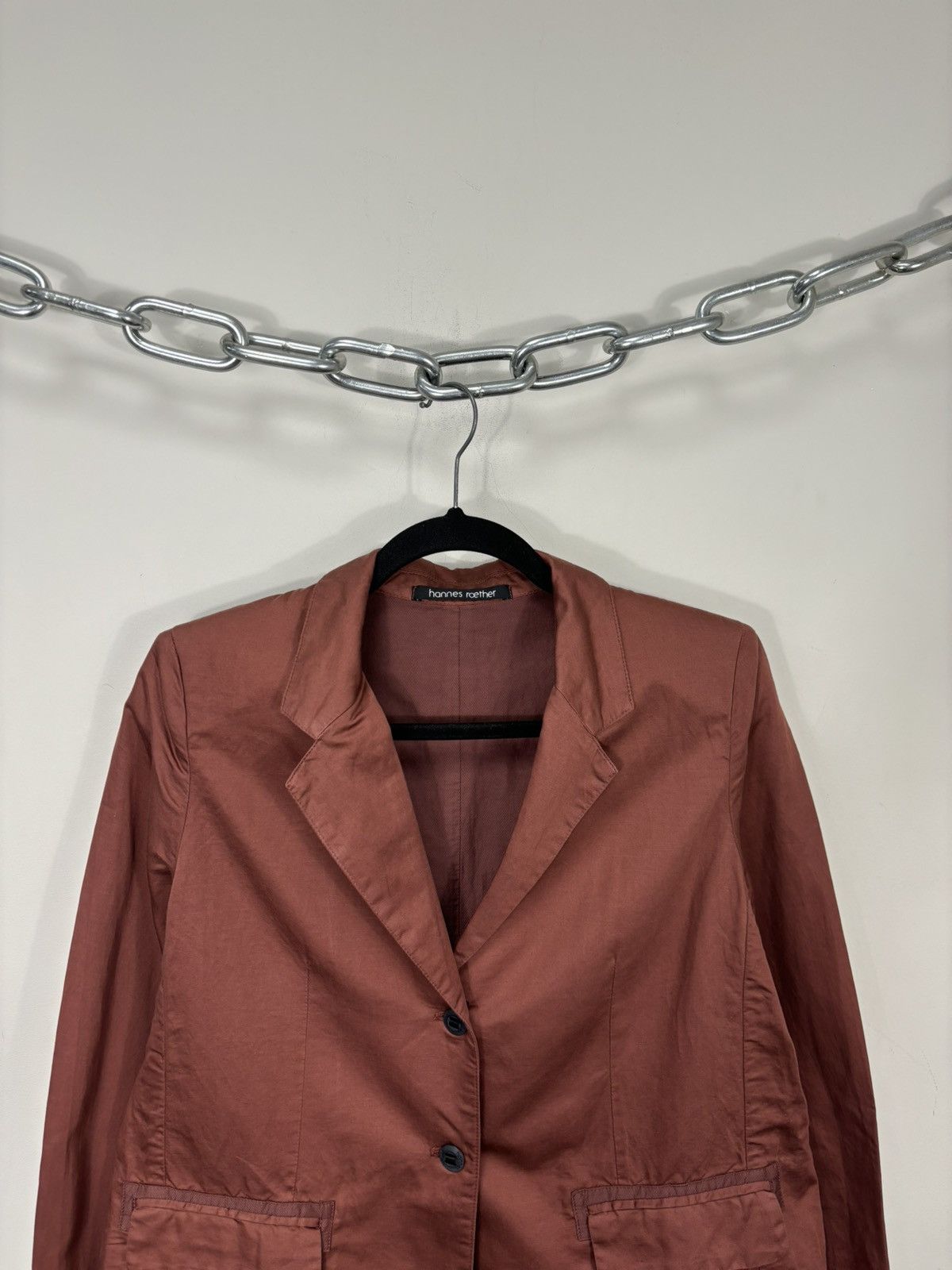 hannes roether Hannes Roether NEW Rust Cotton Linen Luxury Blazer Jacket Size M / US 6-8 / IT 42-44 - 5 Thumbnail