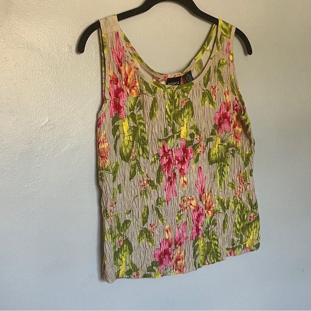 Designer Erika Women’s Vintage Floral Sleeveless Tank Top Medium Size M / US 6-8 / IT 42-44 - 4 Thumbnail