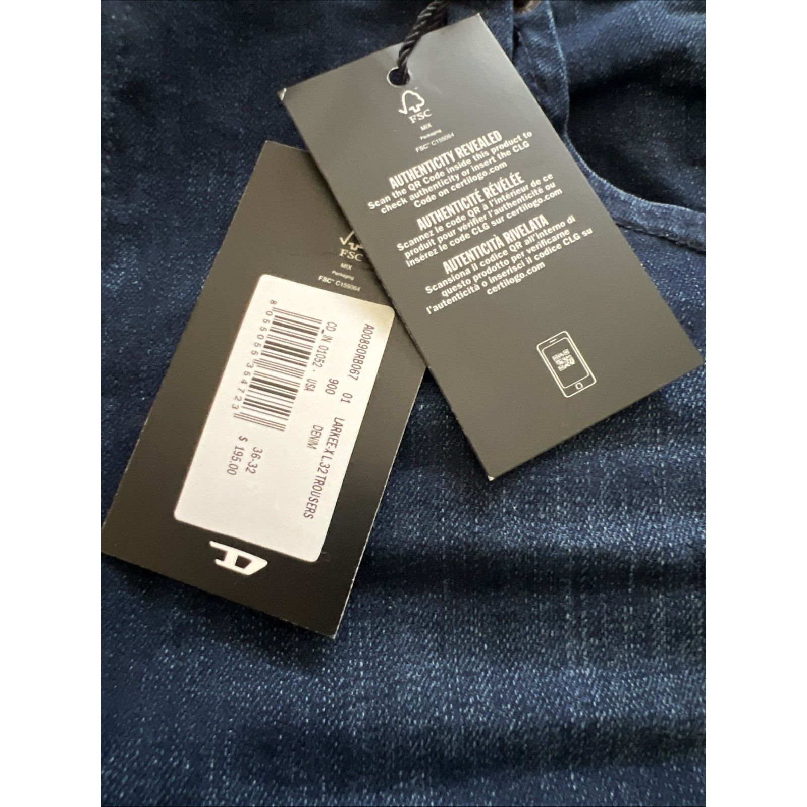 Diesel Diesel Mens Jeans Larkee Straight RB067 Blue $195 Size 36/32 Size US 36 / EU 52 - 7 Thumbnail