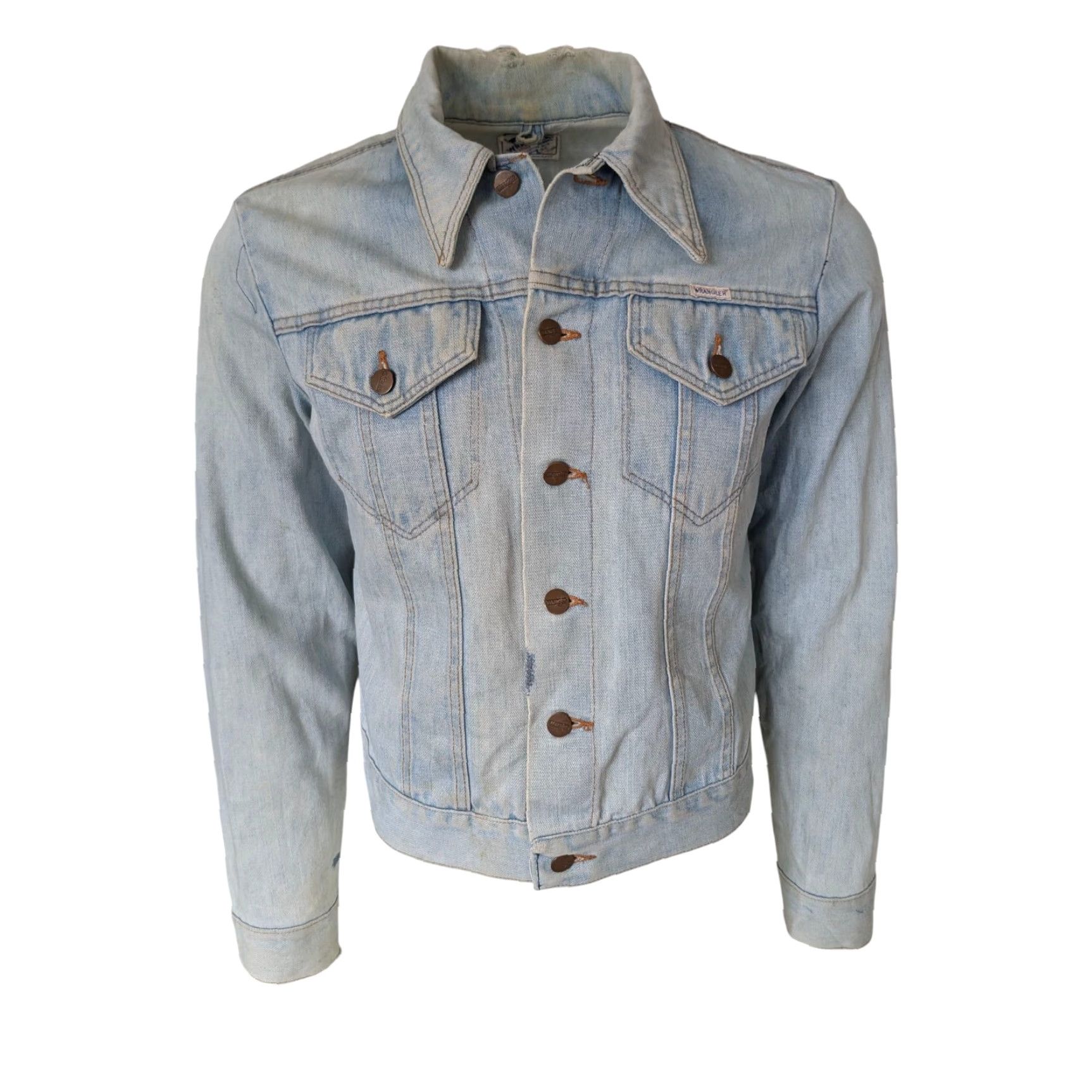 Wrangler VINTAGE Wrangler Denim Jacket – Light Wash – Men’s M – USA Made – No Fault Denim – 80s 90s Trucker Style, Blue, Button Closure, Regular Fit Size US M / EU 48-50 / 2 - 2 Thumbnail