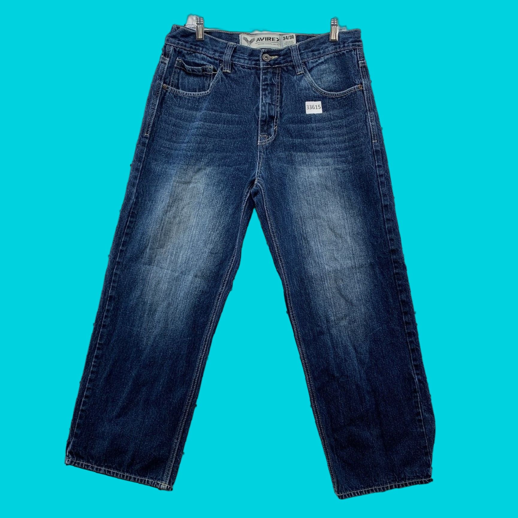 Avirex VINTAGE Avirex Jeans Mens 34x30 Dark Wash Hip Hop Baggy Denim 90s Punk Skinny Fit Size US 33 - 1 Thumbnail