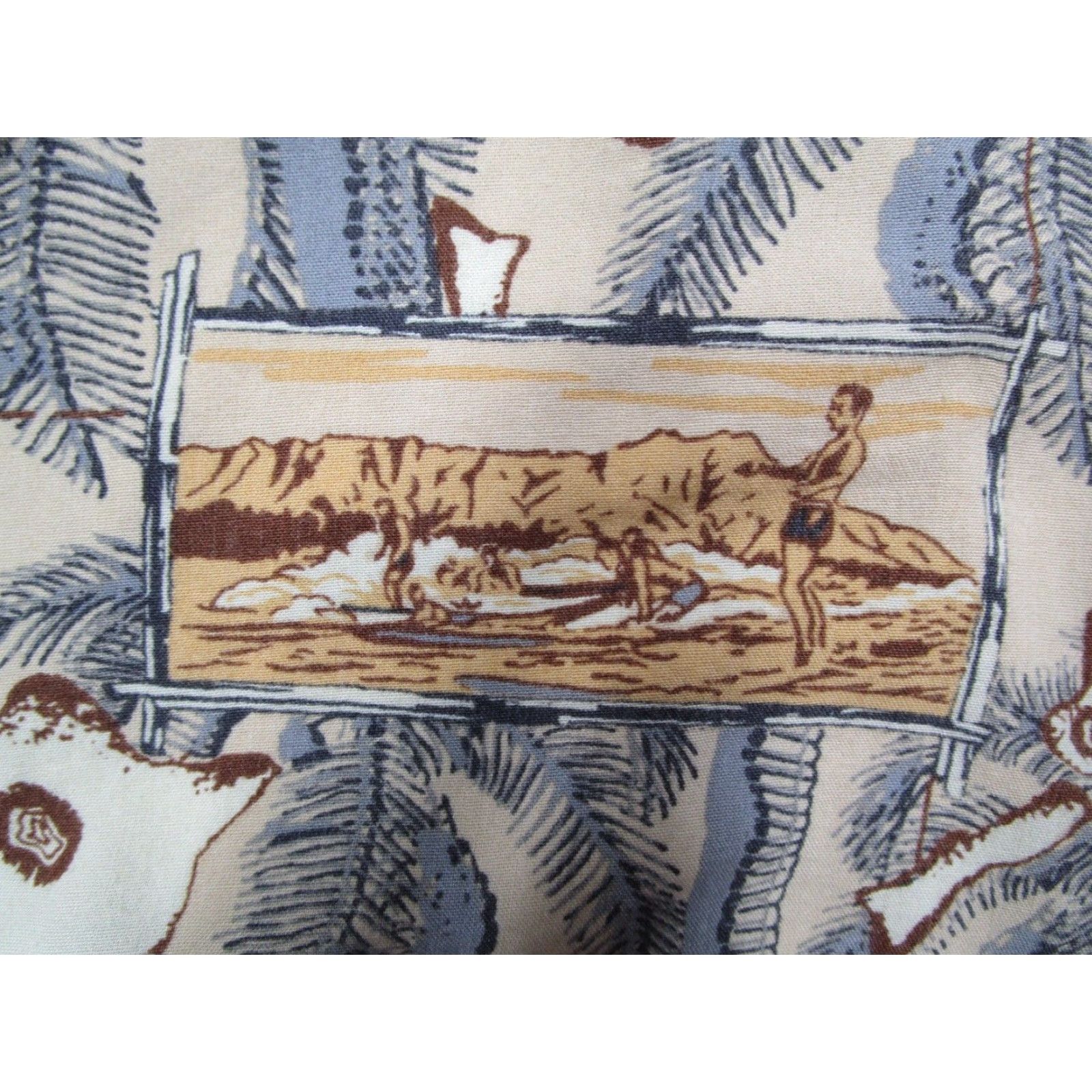 VINTAGE Reyn Spooner Shirt Mens XL Yellow Button-Up Rayon Surfing USA