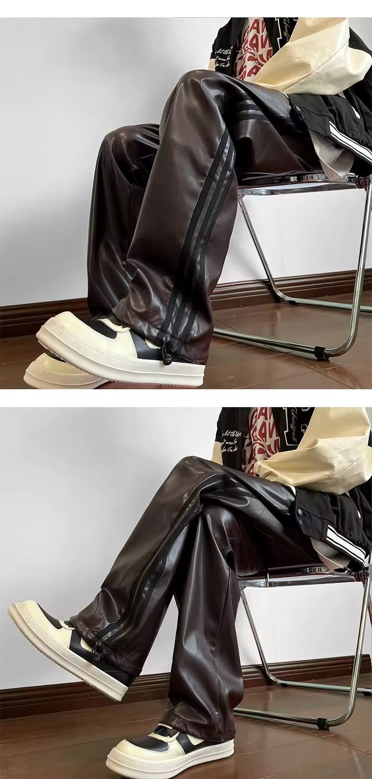 Japanese Brand × Other Loose Casual Hip Hop Vintage Straight PU Leather Pants Size US 29 - 3 Thumbnail