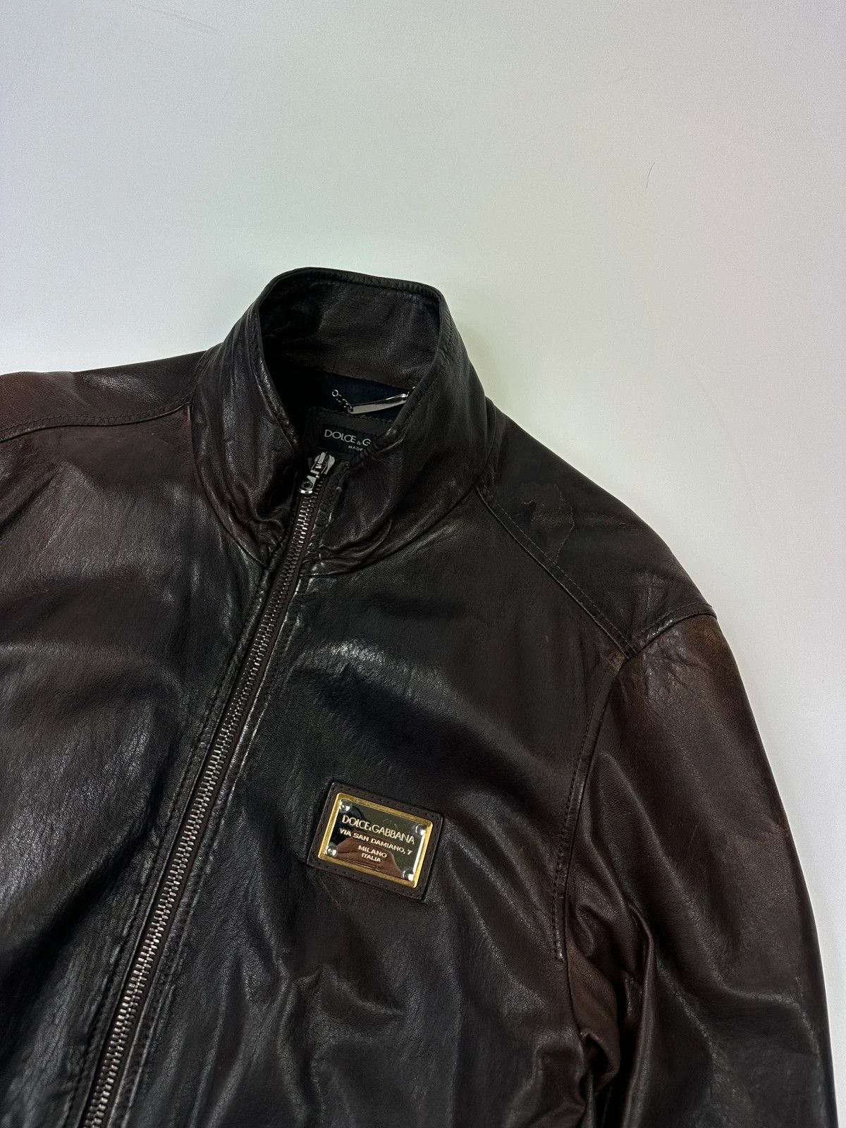 Dolce & Gabbana Dolce & Gabbana 00’s Patinated Brown Leather Jacket Size US L / EU 52-54 / 3 - 2 Thumbnail