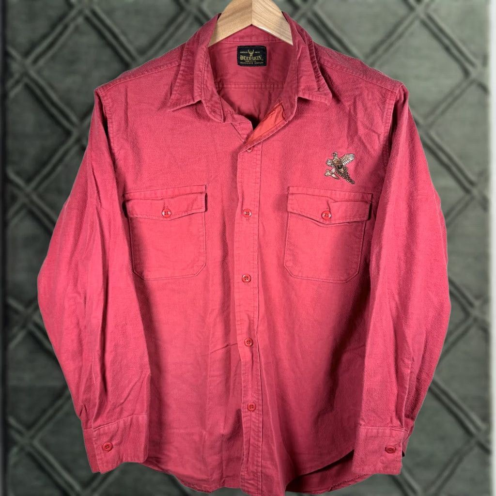 Vintage VTG Deerskin Melton Shirt Men Red Pheasants Embroidered Long Sleeve USA Made XL Size US XL / EU 56 / 4 - 1 Thumbnail