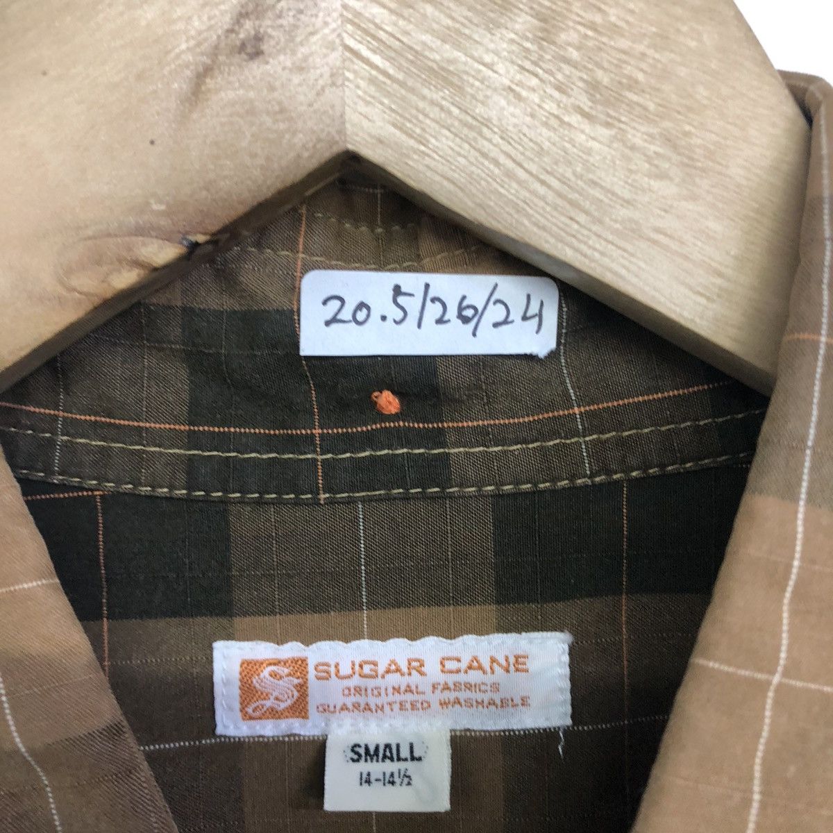 Sugar Cane Sugar Cane Checked Pattern Brown Button Shirt Size US S / EU 44-46 / 1 - 11 Thumbnail
