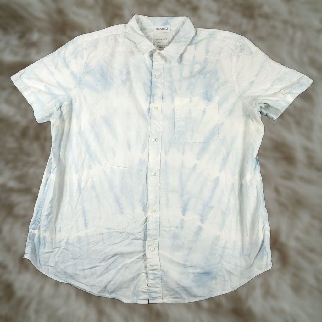 American Eagle Outfitters American Eagle Outfitters Shirt Men 2XL Blue Short Sleeve Button-Up Cotton Casual All Seasons Pockets Mens Size US XXL / EU 58 / 5 - 1 Thumbnail