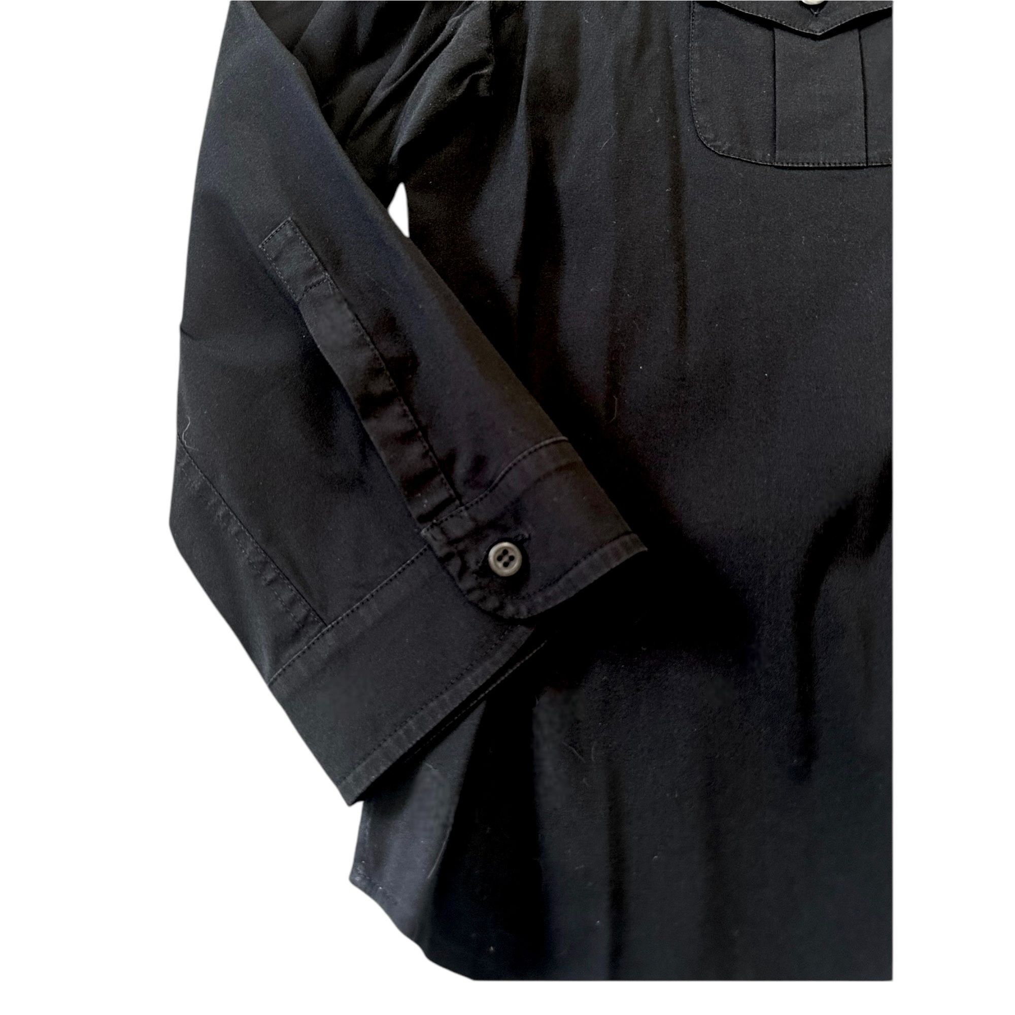 Prada Black Stretch Cotton Shirt Epaulettes Made in Italy,