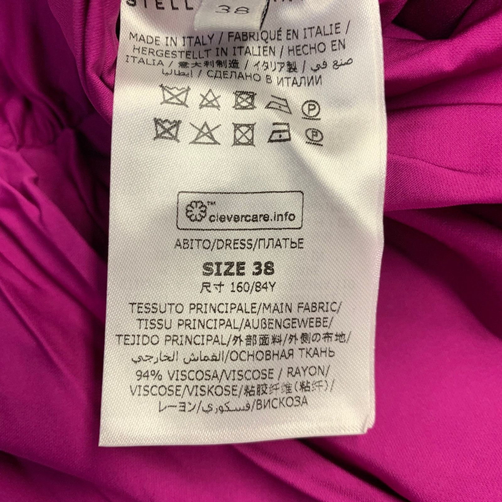 Stella McCartney Purple Raspberry Viscose Ruched Long Sleeve Cocktail Dress Size XS / US 0-2 / IT 36-38 - 7 Thumbnail