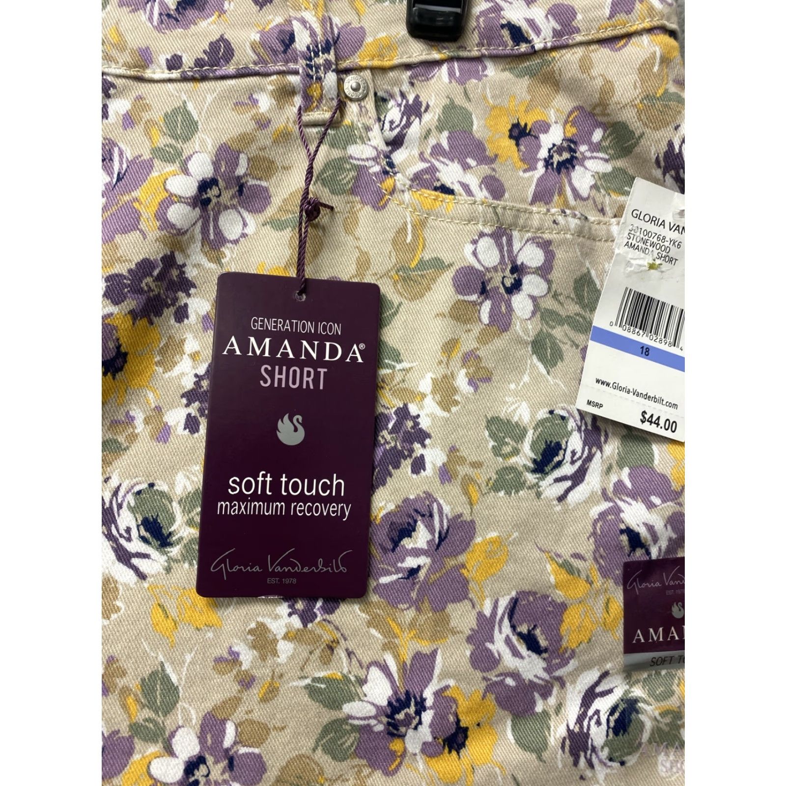 Gloria Vanderbilt Gloria Vanderbilt Shorts Women Casual Lavender Floral Size 18 Cotton Blend Size 40" / US 18 - 4 Thumbnail
